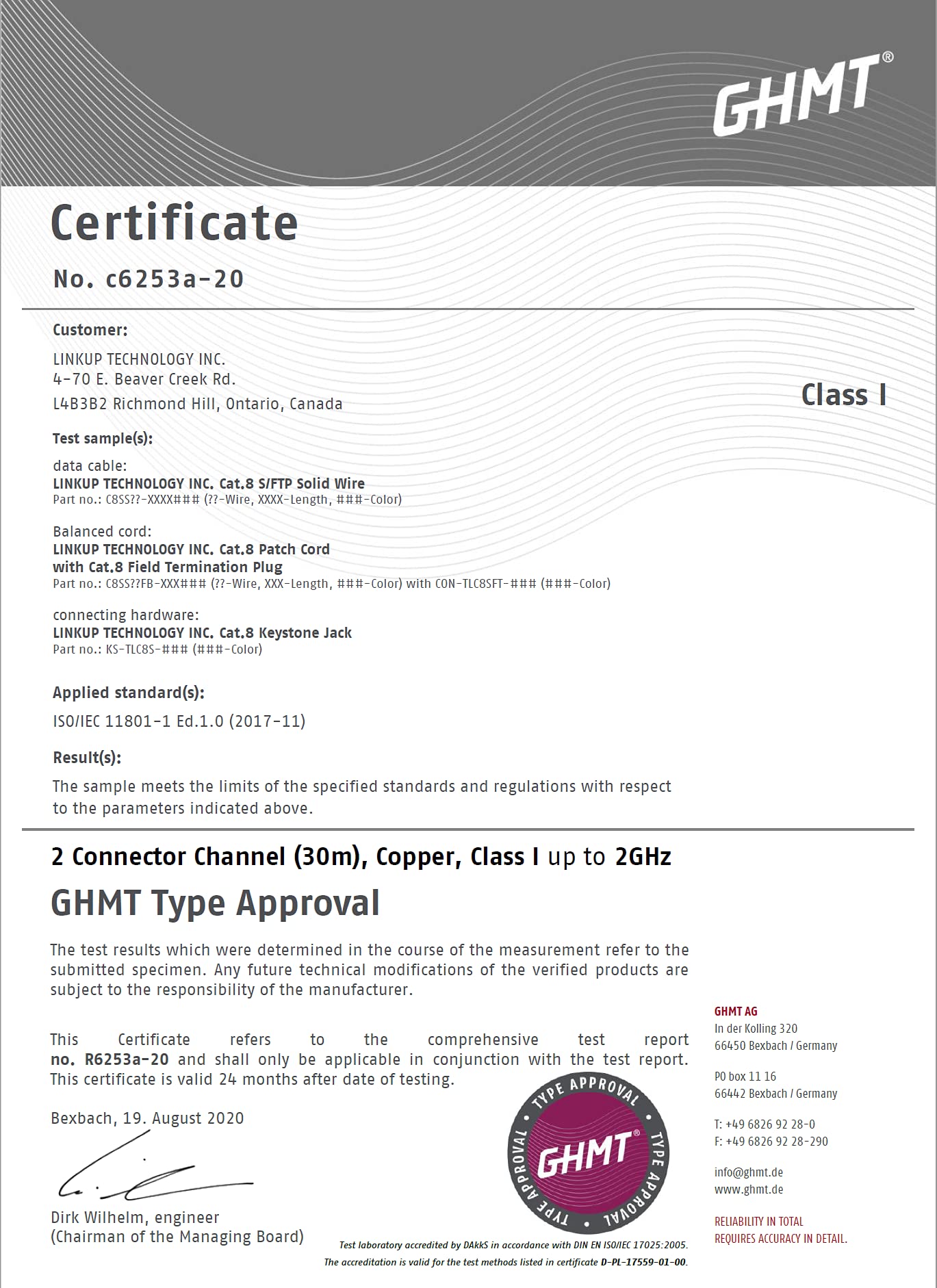 LINKUP - [GHMT & DSX8000 Certified] Cat8 Ethernet Patch Cable S/FTP 22AWG Double Shielded Solid Cable | 2000MHz 2GHz 40Gbps | 5th-Gen Ethernet LAN Network 40G Structure Wires |Black| 1 M (3.3ft)