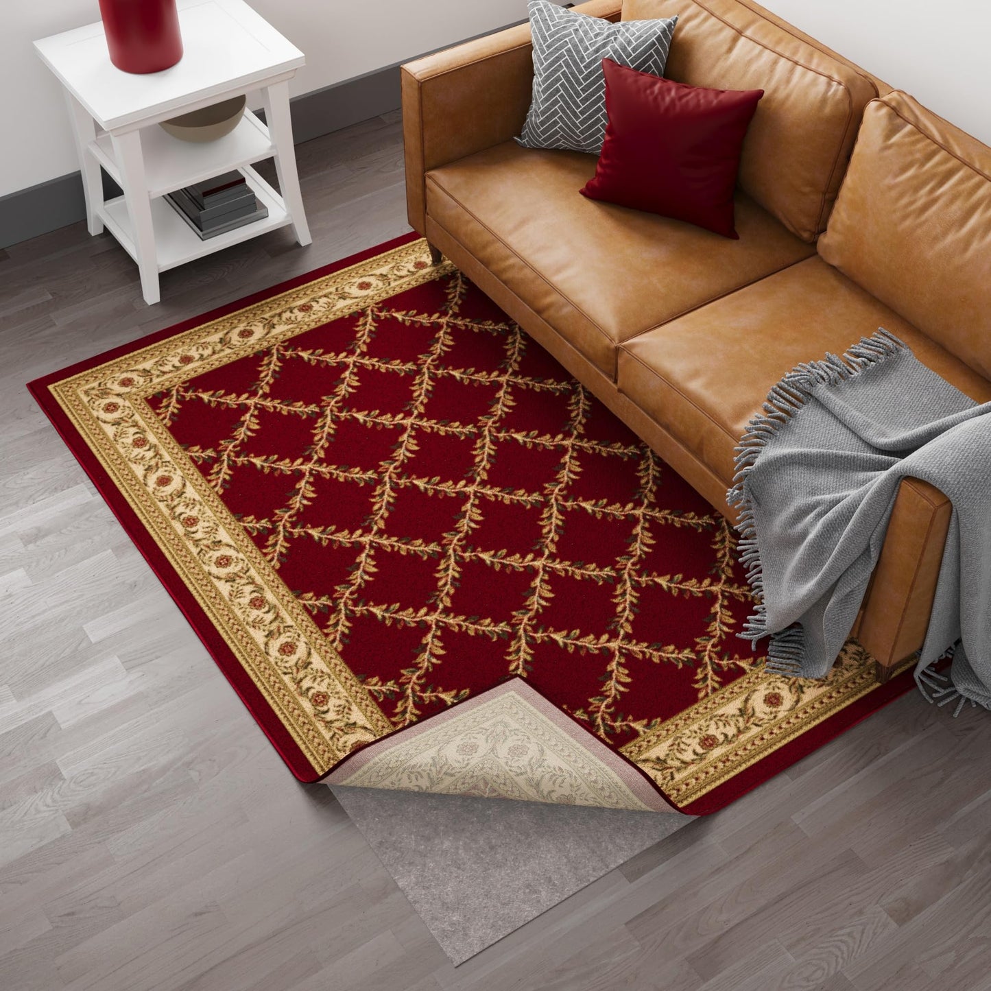 Ottomanson 3' x 12' Non-Slip Rug Pad Gripper 1/4 Inch Thick Dual Surface Felt + Rubber Gripper - Safe for All Floors, Brown