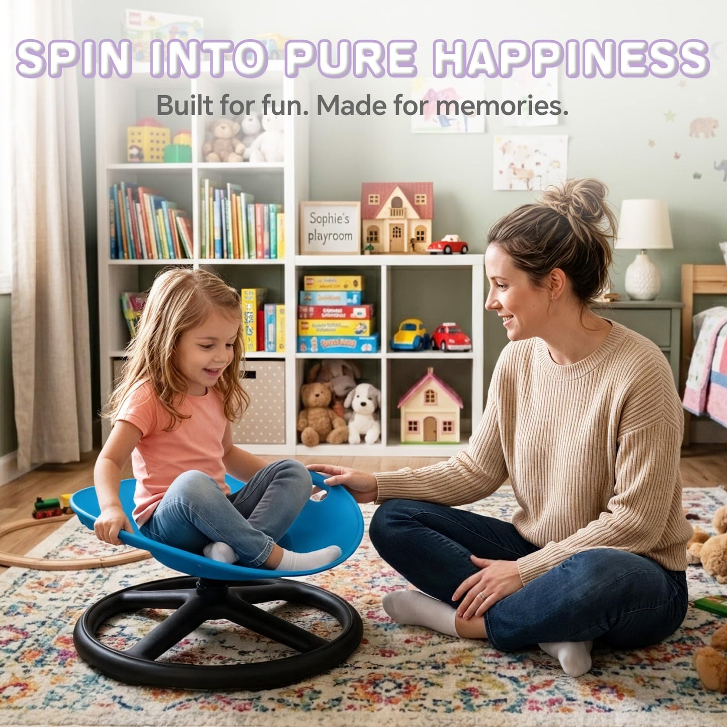 Spinning Chair for Autistic kids, Sensory Chair for Kids Autism, Swivel Chair for Children with ADHD, Sit and Spin Calming Gift to Improve Focus, Body Balance, Sensory Toy for Toddler 3 to 10