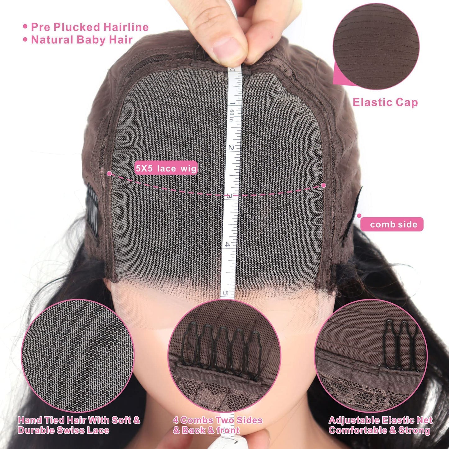 Aaliweya 5x5 HD Transparent Lace Closure Wigs Human Hair Body Wave 5x5 Closure Wigs for Women 150% Density Glueless Wigs Pre Plucked Soft and Smooth Natural Black Color 18 inch