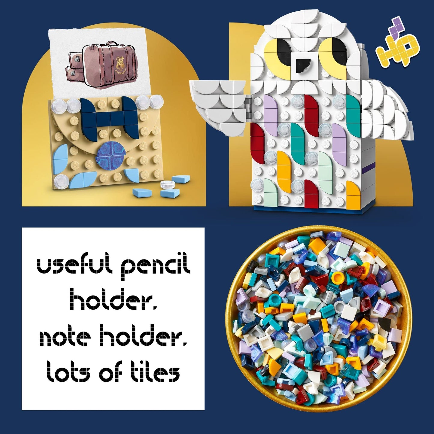 LEGO DOTS Harry Potter Hedwig Pencil Holder 41809, Craft Set for Kids Age 6+ with Hedwig The Owl Pencil Holder and Note Holder. Back to School Gift Idea for Boys and Girls, Make Magical Patterns