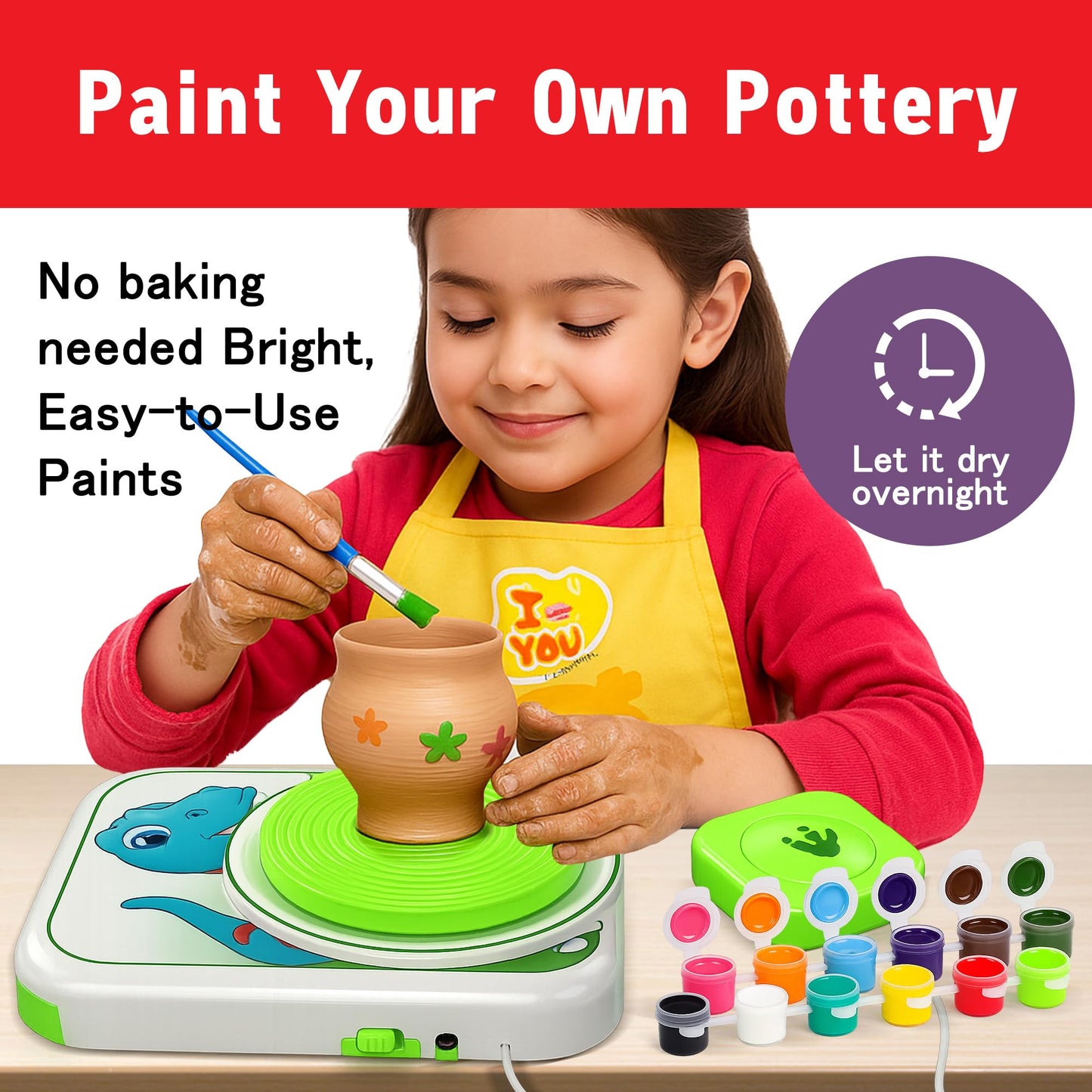 ROHSCE Pottery Wheel for Kids, Ceramic Art Pottery Painting Kit for Kids Ages 3-12
