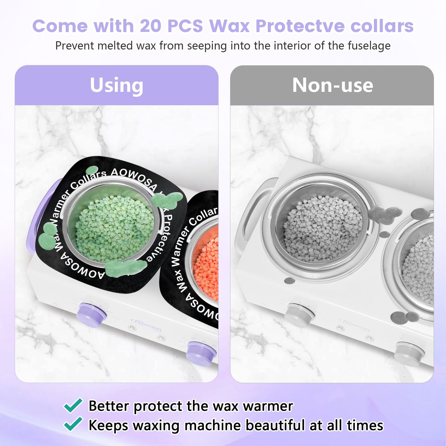 Professional Waxing Kit Wax Warmer Double Pot Wax Heater Machine for Hair Removal, Large Wax Pot for Spa Salon Beauty Esthetician Home, with Non-Stick Easy Clean Pot, 50 Wax Sticks & 20 Collar