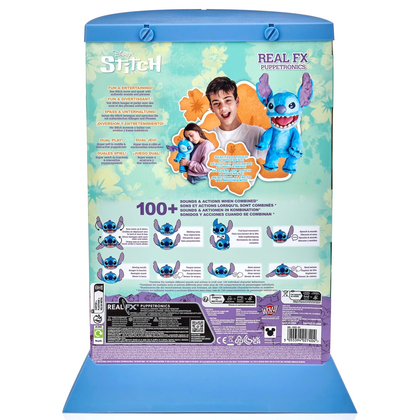 Disney Stitch Interactive Animatronic Pet| REALFX | Looks, Feels, Sounds Real! Over 100 Sounds and Reactions | Officially Licensed | Reacts to Touch & Movement