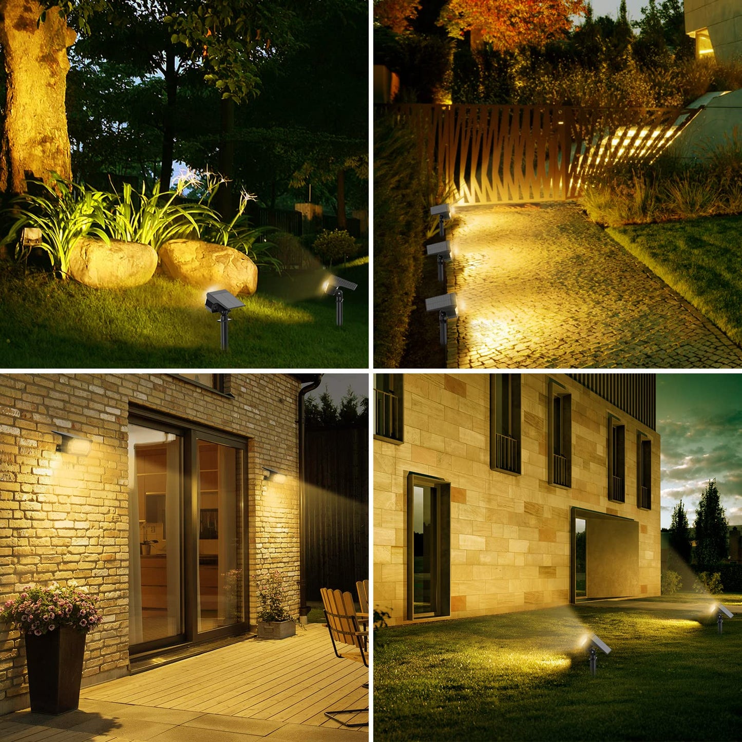 MinPea Solar Spot Lights Outdoor, [57 LED/10 Pack] Solar Lights Outdoor IP65 Waterproof, 3 Modes Solar Powered Landscape Spotlights for Garden Yard Outside Patio Pathway Pool(Warm White)