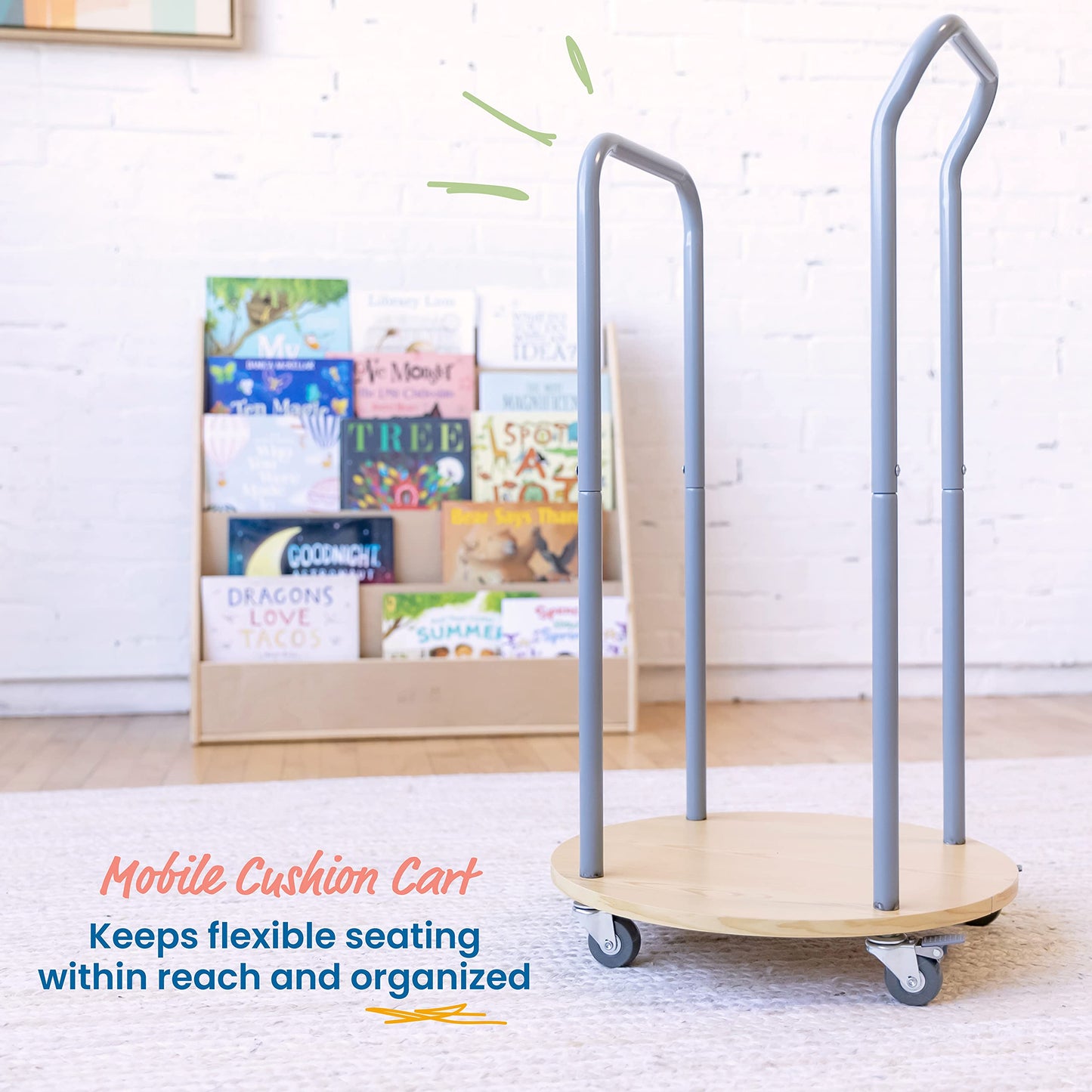 ECR4Kids Mobile Cushion Cart, Storage Trolley, Silver