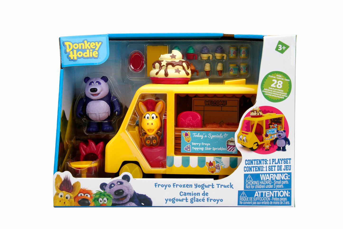 Donkey Hodie House Playset Froyo Frozen Yogurt Truck with Two 3" Flocked Figures + Accessories, Toys for Kids and Adults