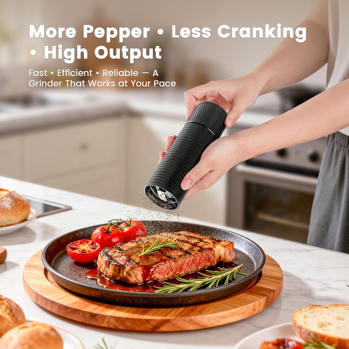 Heavy Duty Manual Pepper Grinder & Spice Mill – Adjustable, Refillable, Stainless Steel & Aluminum, High Output for Black Pepper, White Pepper, Chili, and Thyme, Home, Restaurant & Gourmet Kitchen