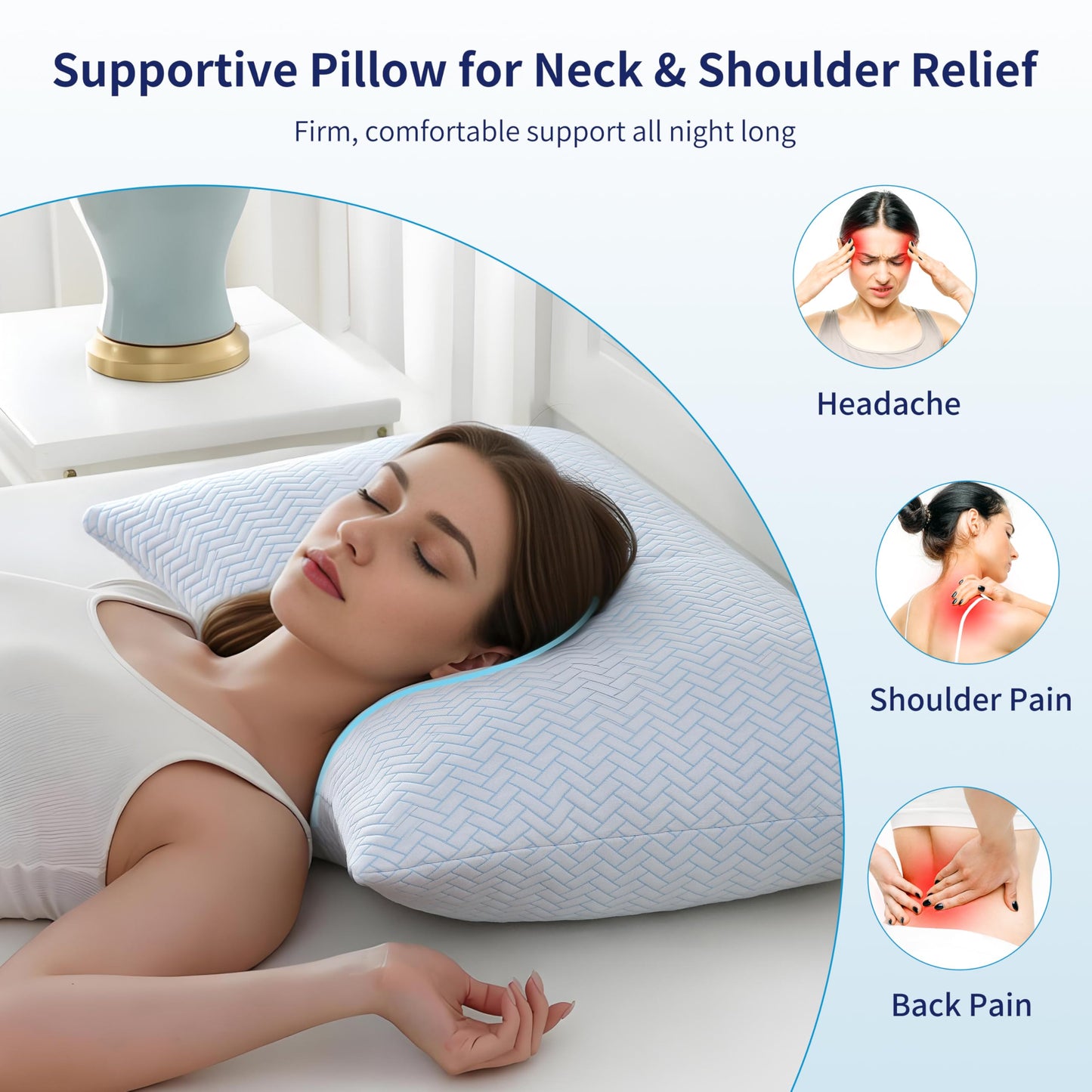 DOWNCOOL Cooling Pillow King Size Set of 2, Adjustable Shredded Memory Foam Pillows for Sleeping, Cool Bed Pillows for Hot Sleepers, Soft Supportive Firm Pillow for Side Back Stomach Sleepers, 20"X36"