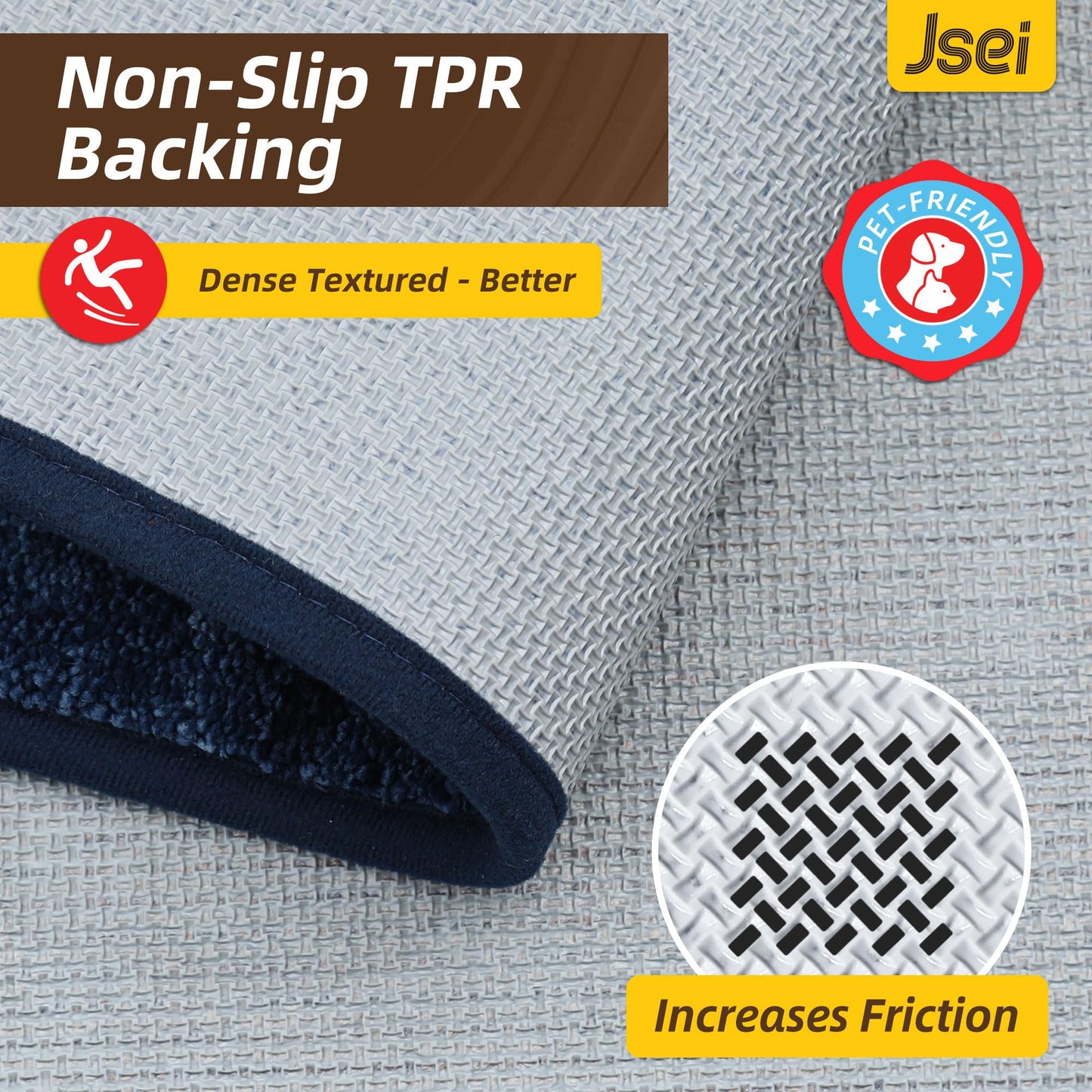 JSEI Dirt Trapper Door Mat 24"x36", Non-Slip Doormats Washable Entryway Mat, Welcome Floor Mat Absorbent Low Profile Dog Door Mats for Front Back Door, Wet Shoes & Paws, Blue