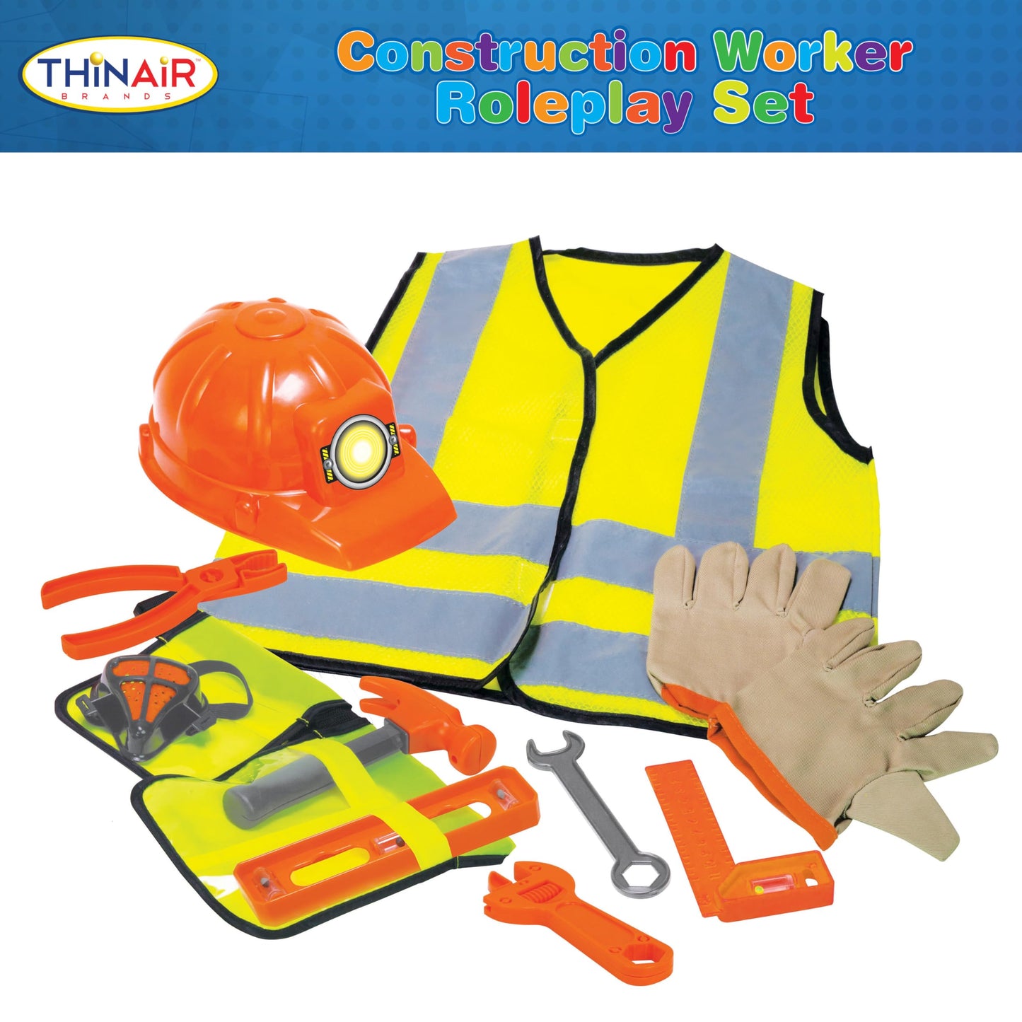[Dr. STEM Toys] Construction Worker Role Play Outfit Set One Size Fits Most Ages 3+ Yellow