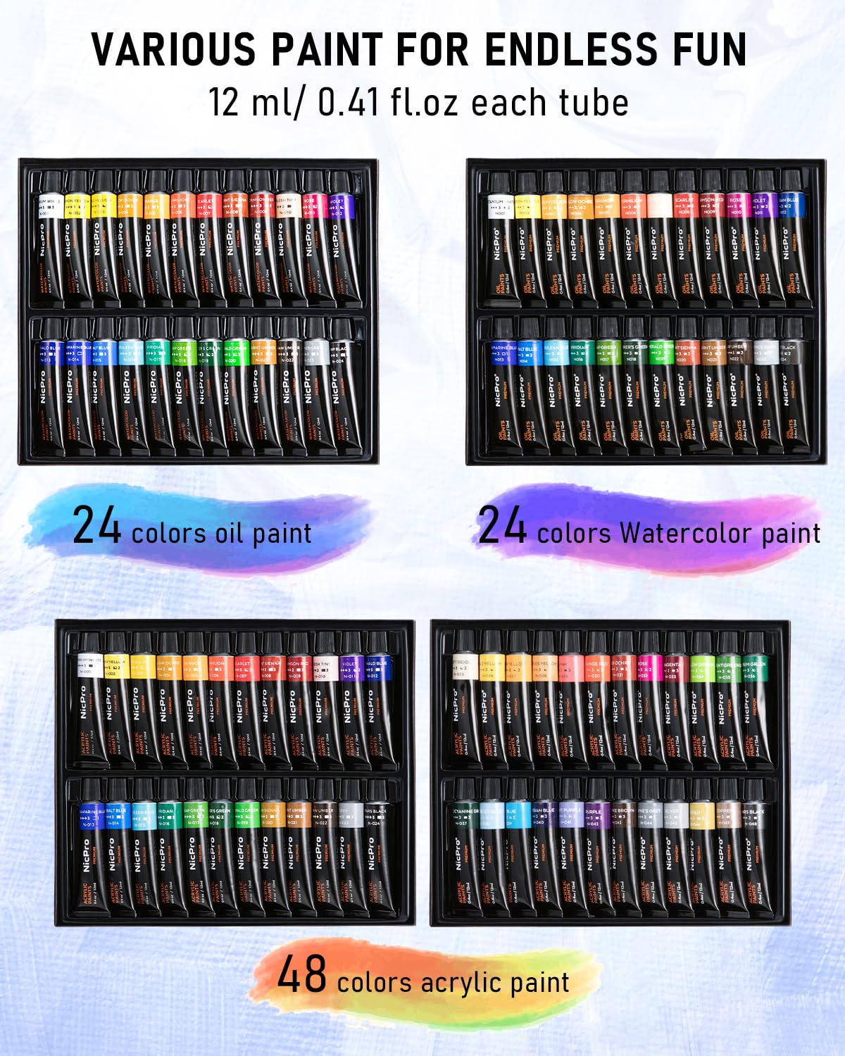 Nicpro 158PCS Deluxe Art Painting Kit with Metal and Solid Beech Wood Art Easel, Acrylic, Oil & Water Colour Paint Set, Paint Brushes, Canvas, Palette, Paper Pad, Professional Art Painting Supplies for Adults Artist