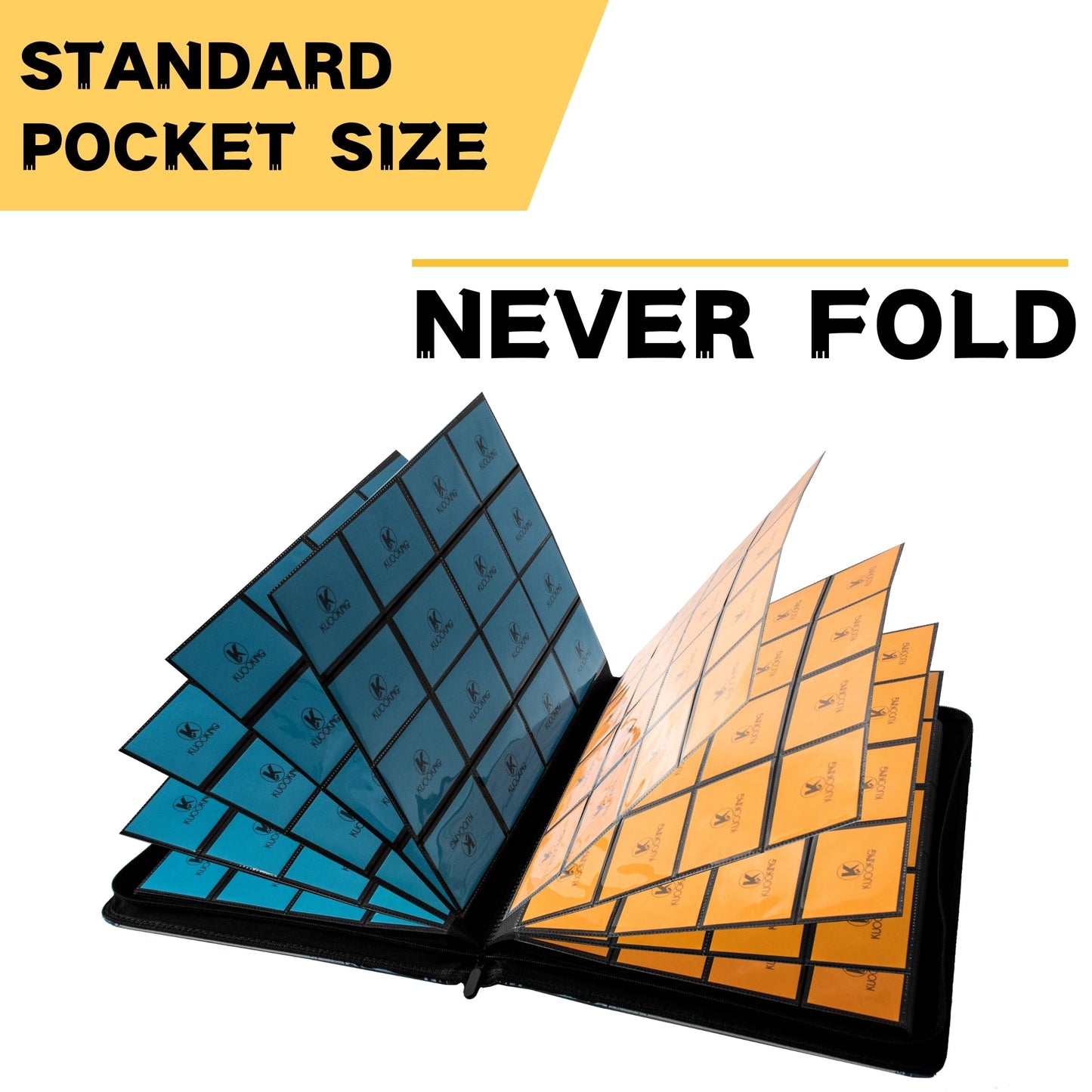 KUOOKING 1000+ Pockets Trading Card Binder, 16-Pocket Card Ablum Compatible with lorcana,MTG,Sports Cards & Other Standard Size Trading Card（BLACK)