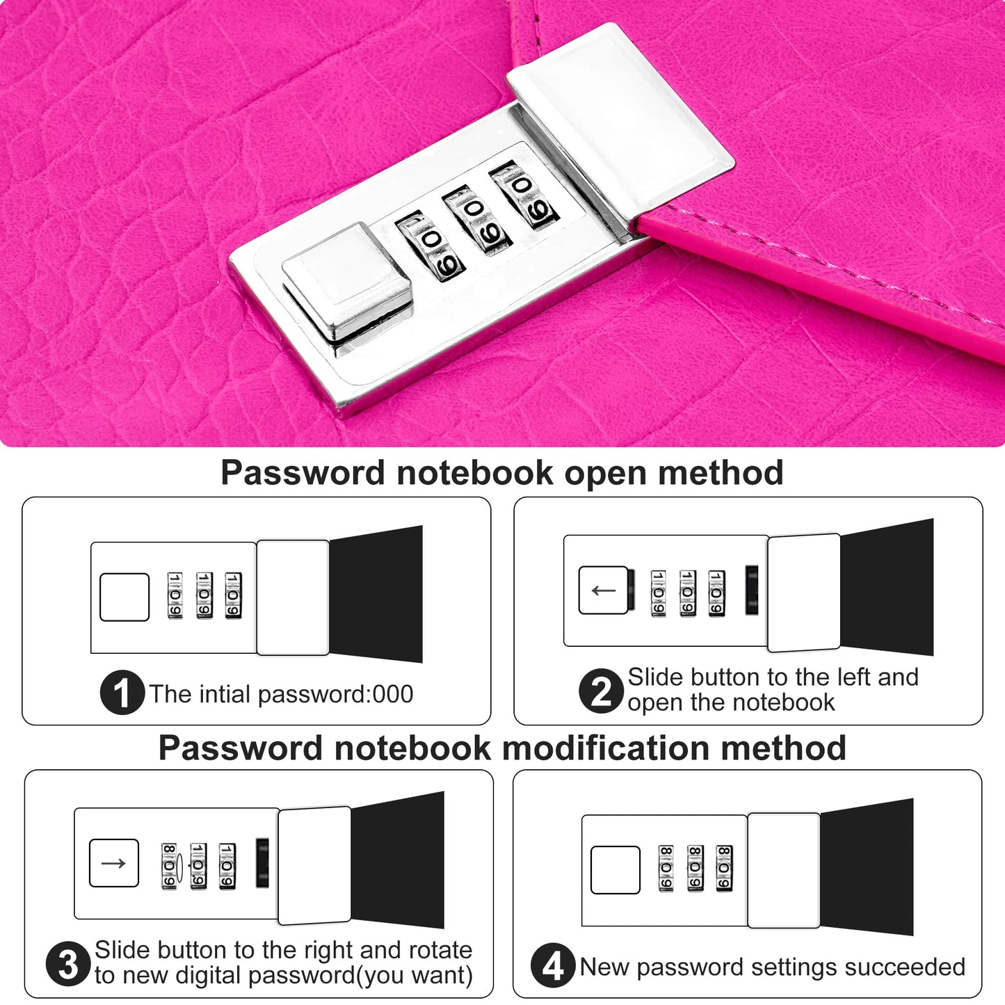 CAGIE Diary for Women Gift, 7.5 x 10 Inch Large Journal with Lock More Secure，220 Pages Refillable Journal for Writing, Business Birthday Gift for Women, Rose Red