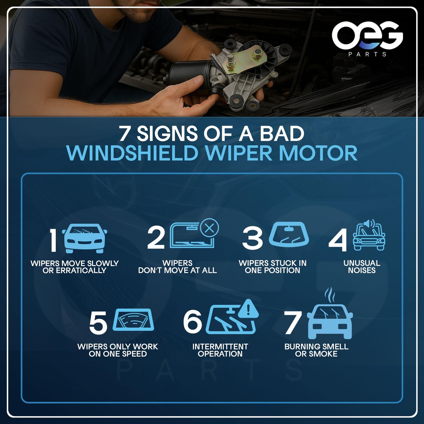 OEG Parts New Windshield Wiper Motor Compatible with Cadillac Chevrolet GMC 1990-2002 Includes Pul. 15740719, 22100736, 22101097, WPM158, 12368702