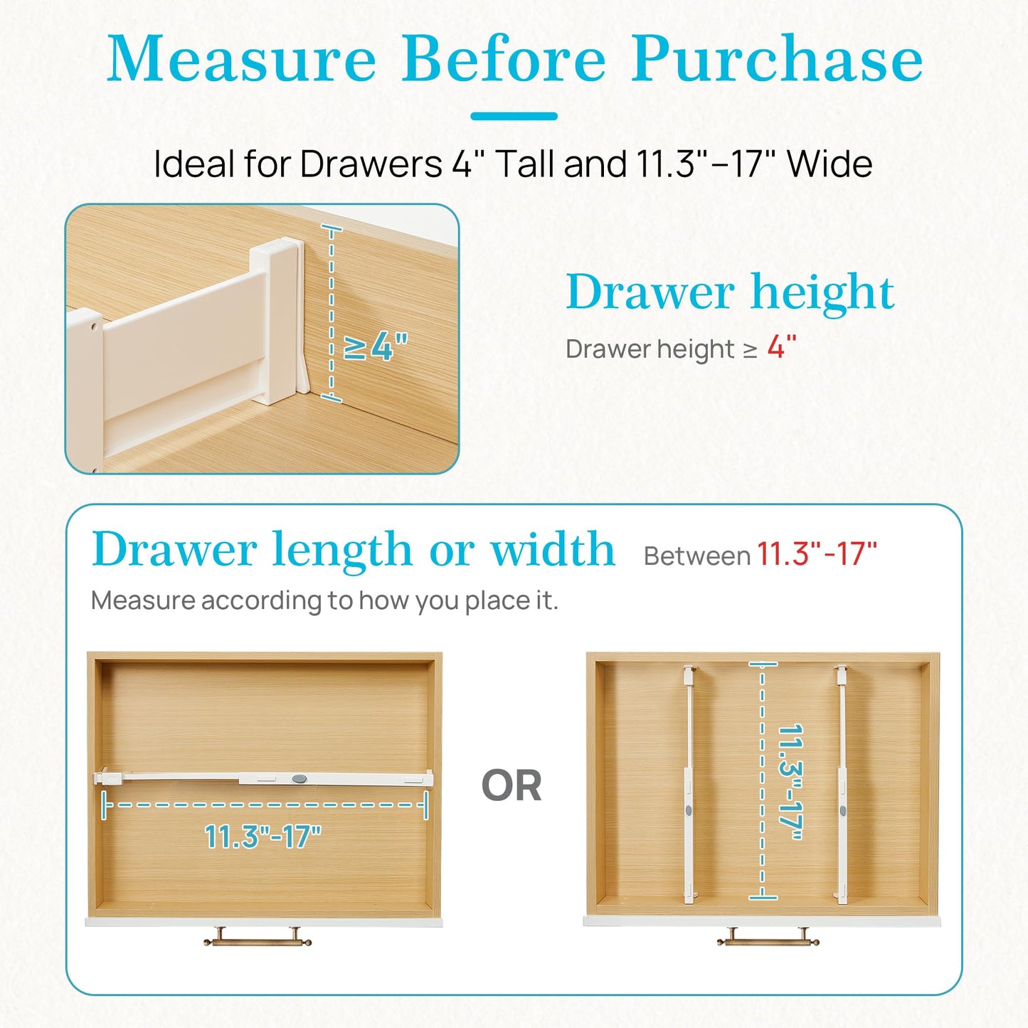 Vtopmart 12 Pack Drawer Dividers for Clothes, 4" High 11.3"-17" Adjustable Expandable Dresser Drawer Organizer, Plastic Drawers Separator for Dresser, Baby Clothes, Underwear, Kitchen & Office Storage