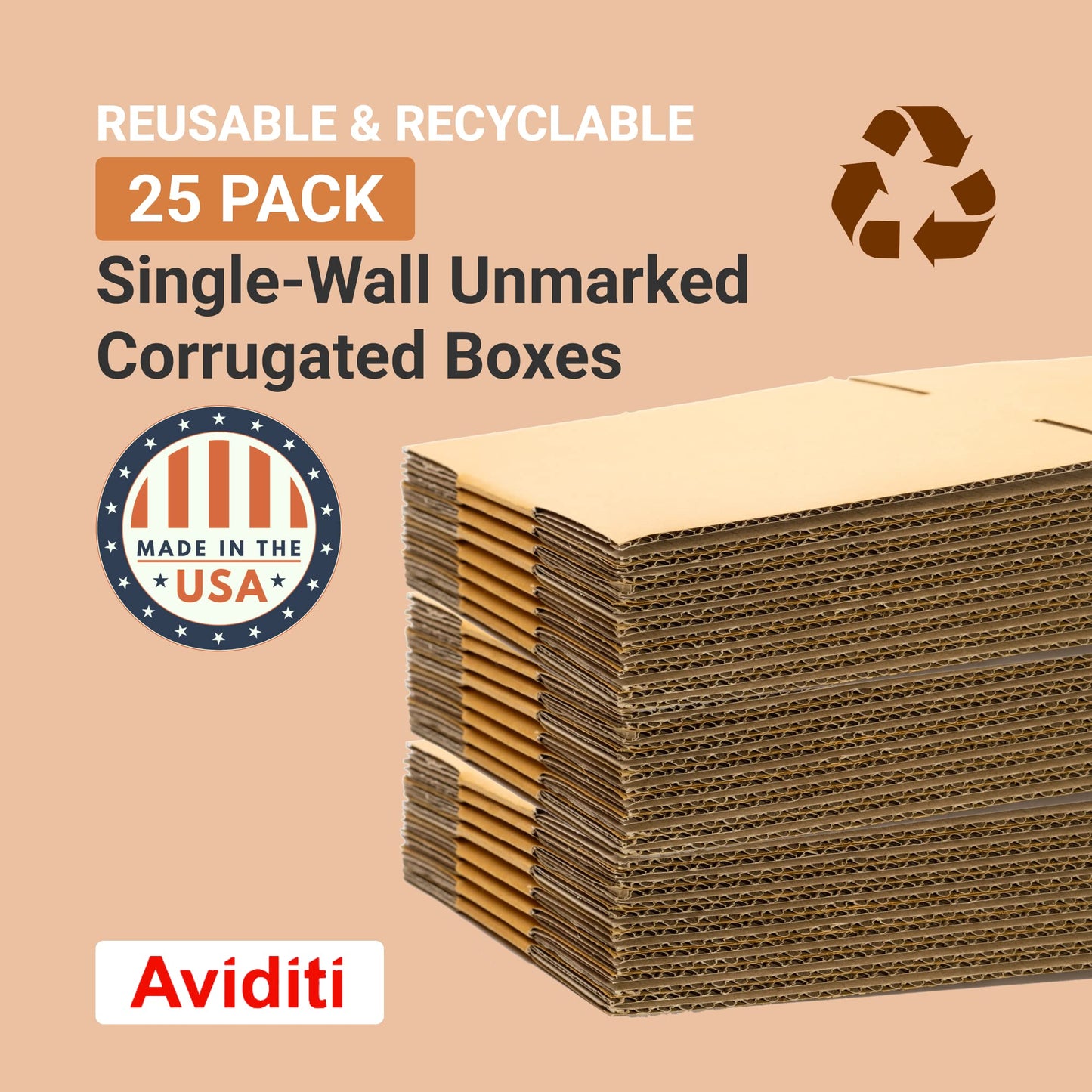 BOX USA Shipping Boxes Tall 6"L x 6"W x 36"H 25-Pack - Corrugated Cardboard Box for Moving, Mailing, Packing, Packaging and Storage
