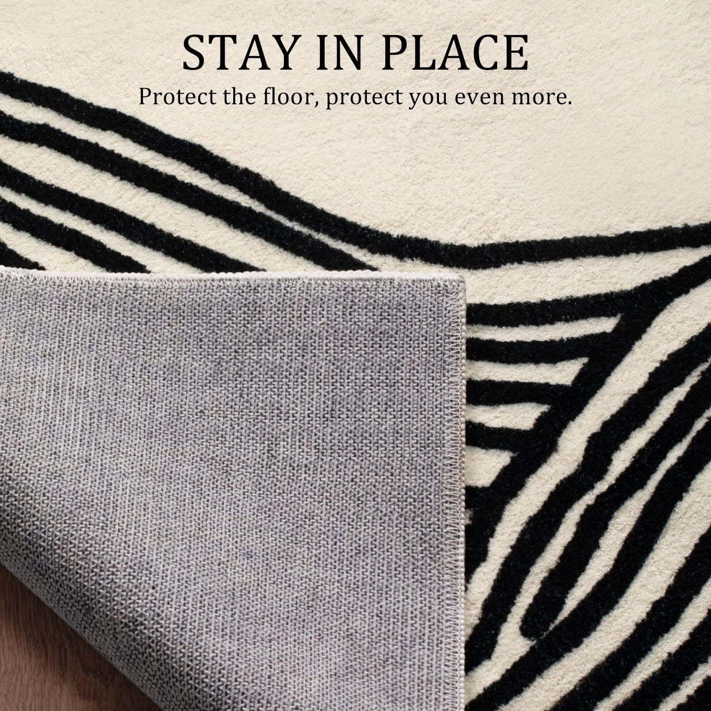 YIHOUSE 5×7Ft Area Rugs, Abstract Washable Rug, Modern Black and White Rug for Bedroom Living Room Dining Room Office Playroom Nursery, Nonslip Throw Non-Shedding Thin Contemporary Striped Rugs