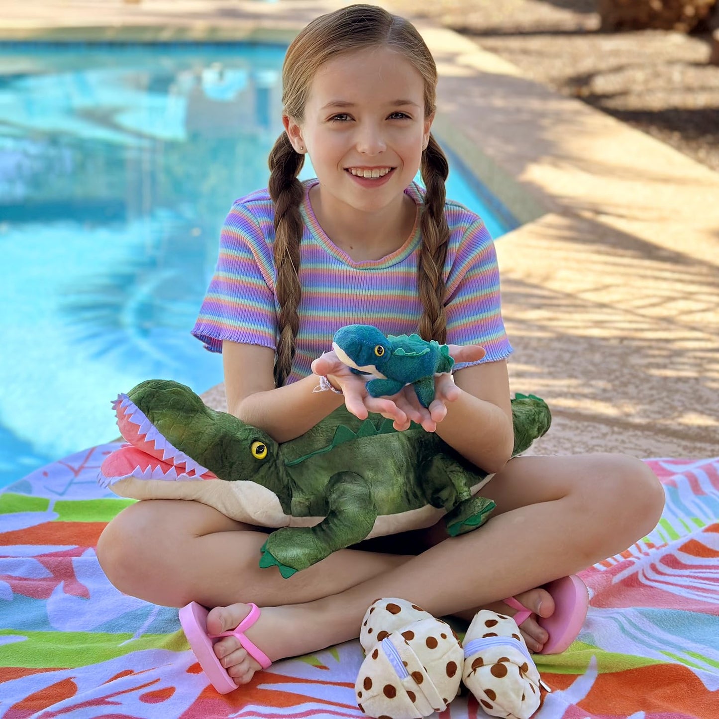Karister Alligator Stuffed Animal 23.6", Mommy Crocodile Plush Toy with 3 Baby Crocodile, Stuffed Alligator Plush Gift,Stuffed Crocodile for Kids on Birthday,Christmas or Baby Shower