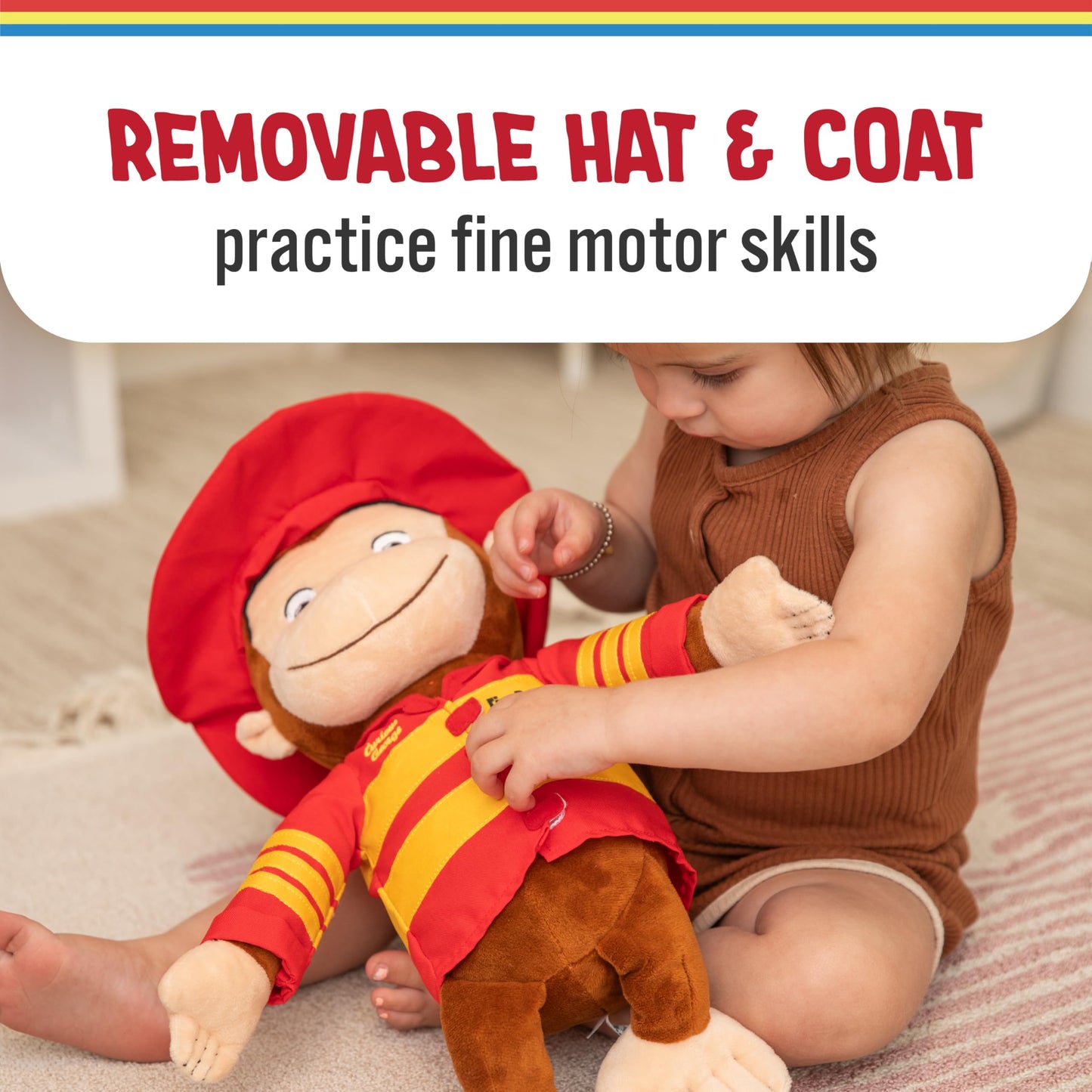 Kids Preferred Curious George Fireman 15 inch Stuffed Animal Plush Toy for Toddler Boys & Girls