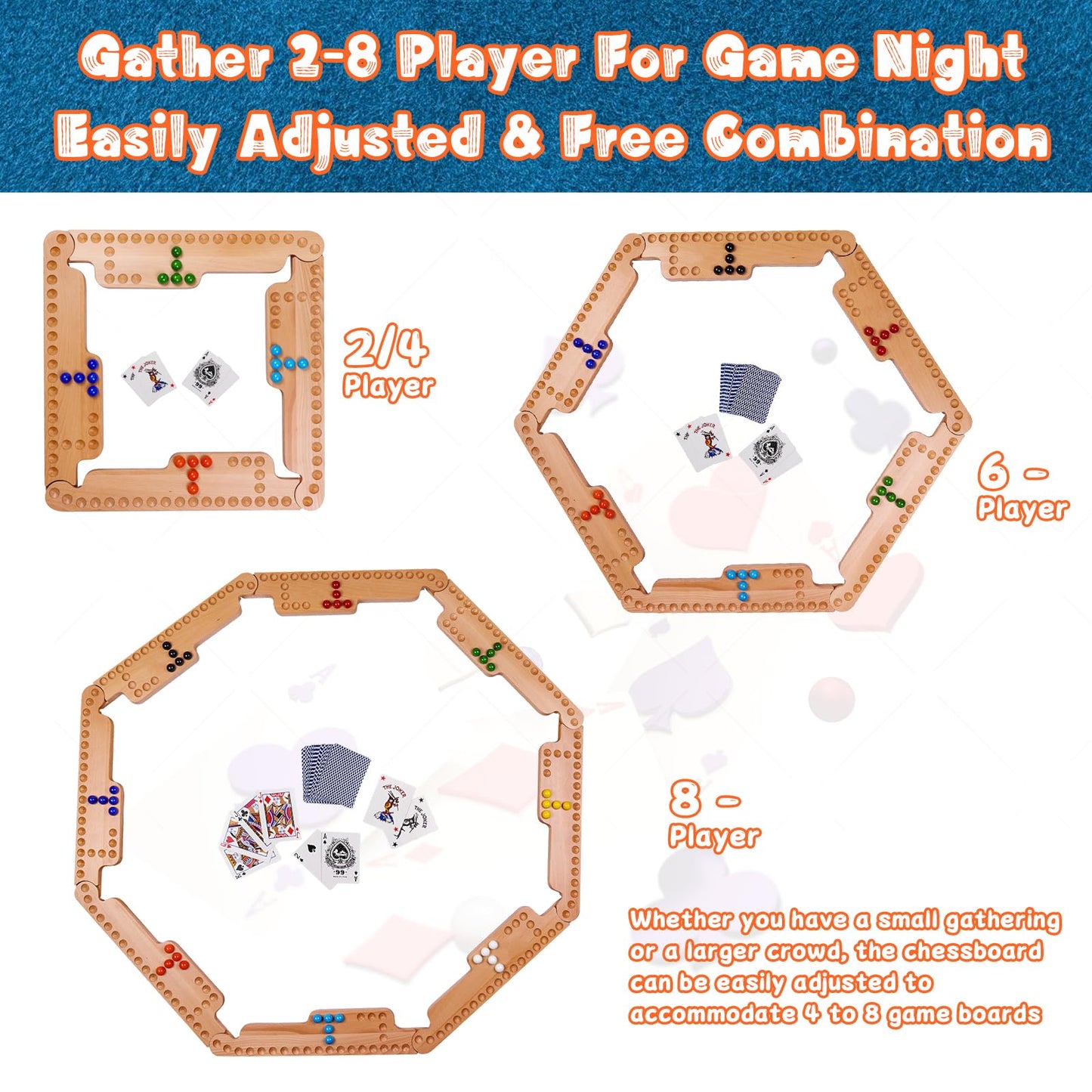 Nosadi Jokers and Marbles Board Game,Real Beech Wooden Marble Game for 2-8 Player,Best Family Board Game for Game Nights,Holidays and Casual Social Gatherings