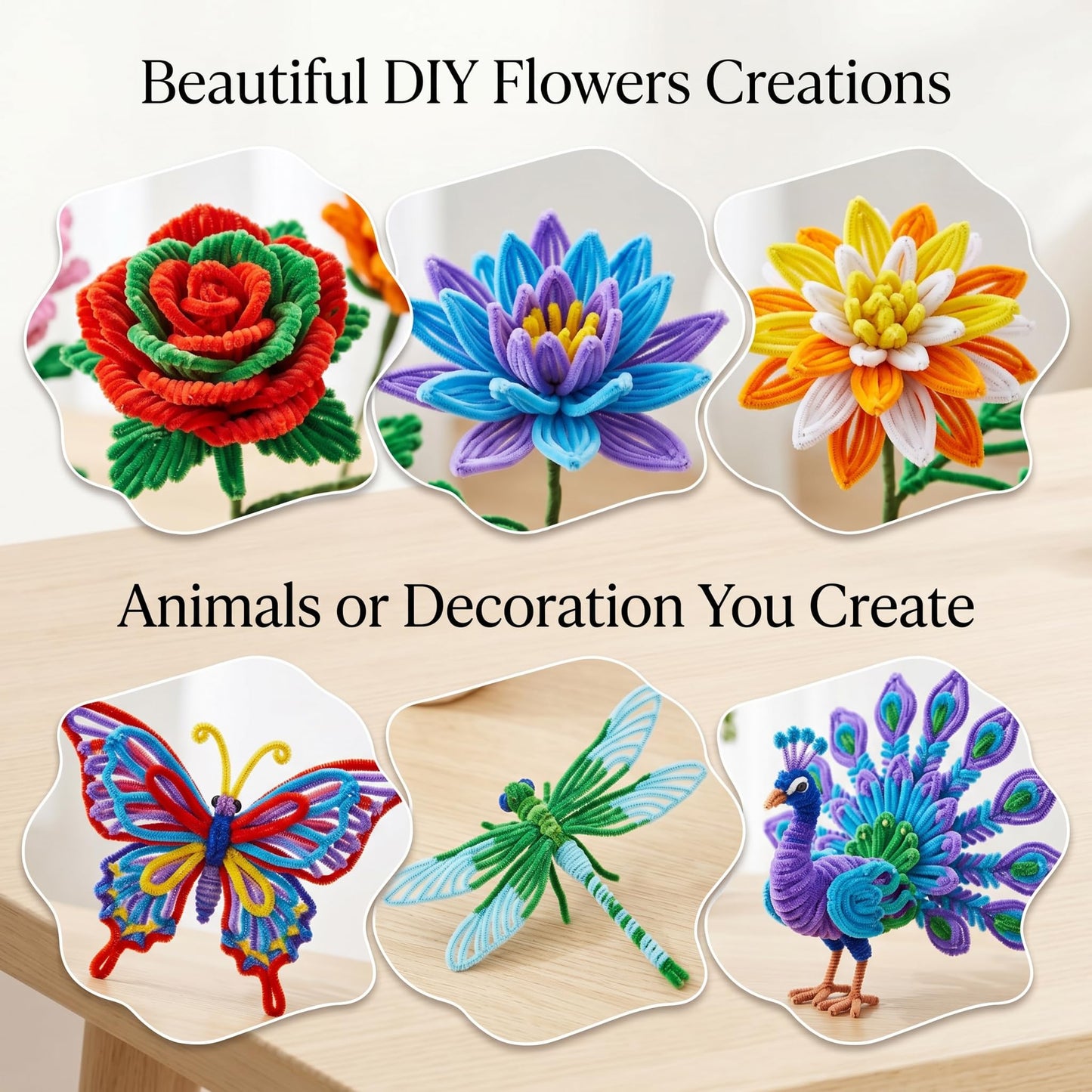 HYWEIQING 800PCS Pipe Cleaners Flower Kit
