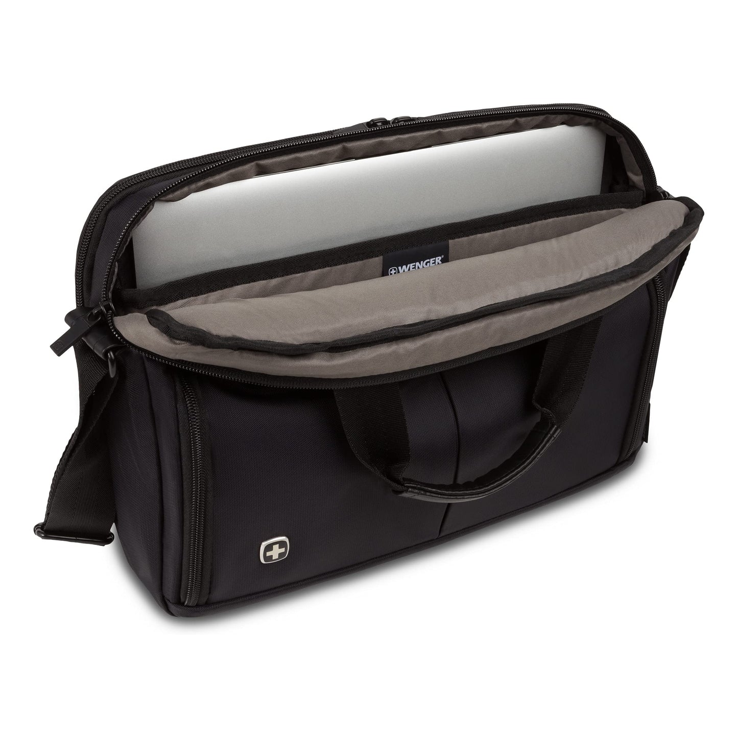 Wenger Luggage Source Padded Organizer Briefcase with Scratch Protection, Black, 14-inch (601366)