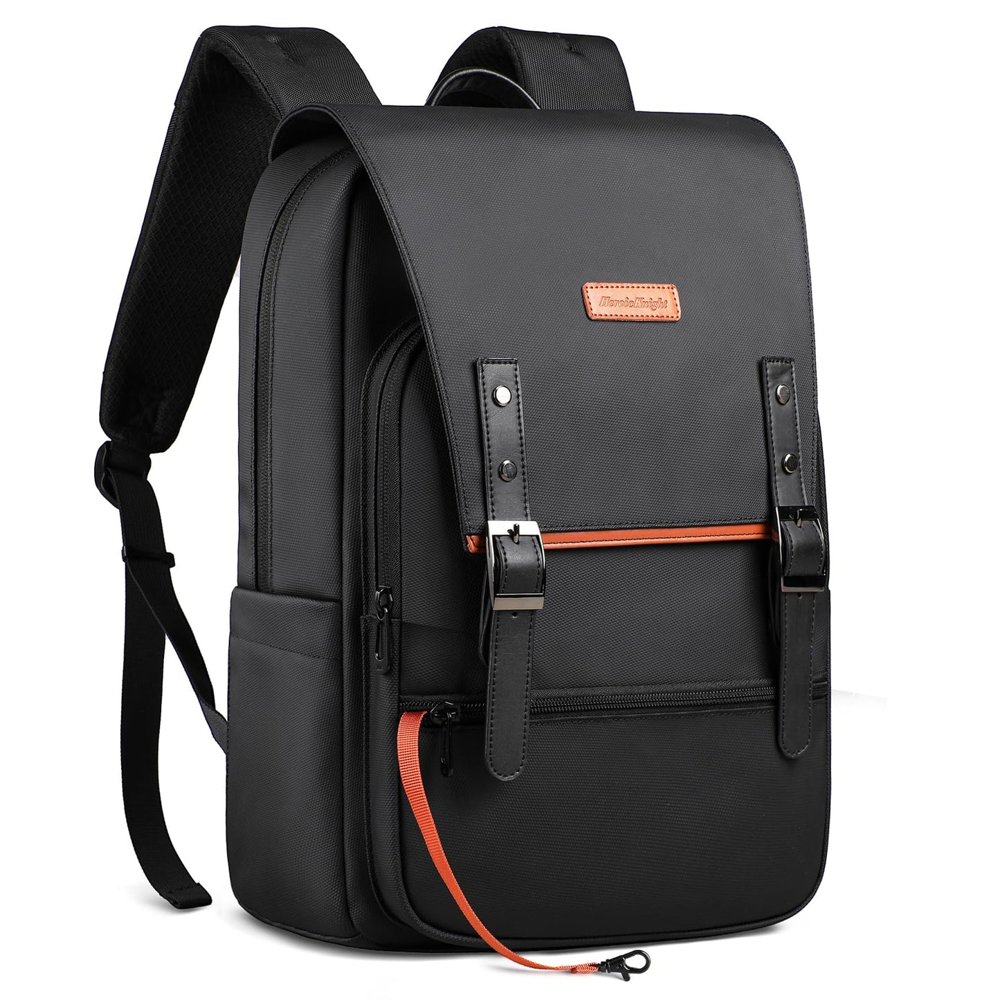 Slim Laptop Backpack for Men & Women, 15.6 Inch Lightweight Business Backpack with Magnetic Flap, Keychain, Casual Daypack College Bookbag Water-Resistant Travel Work Commuter Backpack, Black