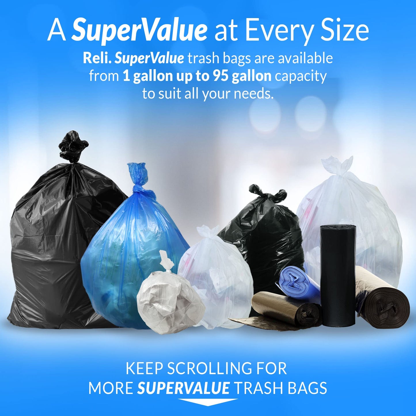 Reli. 13 Gallon Trash Bags | 1000 Bags | Black | Tall Kitchen | Strong | Garbage