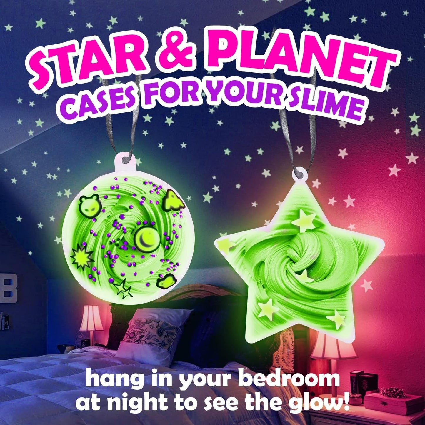 Original Stationery Galaxy Slime Kit, Fun Slime Set with Glow in The Dark Stickers and Glow in The Dark Powder to Make Glitter Slimes & Galactic Slimes