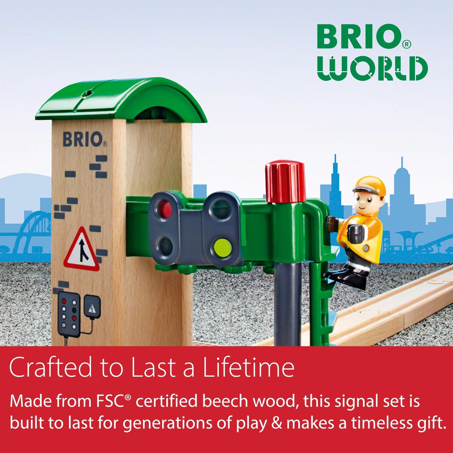 BRIO World - 33674 - Signal Station | 2 Piece Wooden Toy Train Accessory for Kids Age 3 and Up
