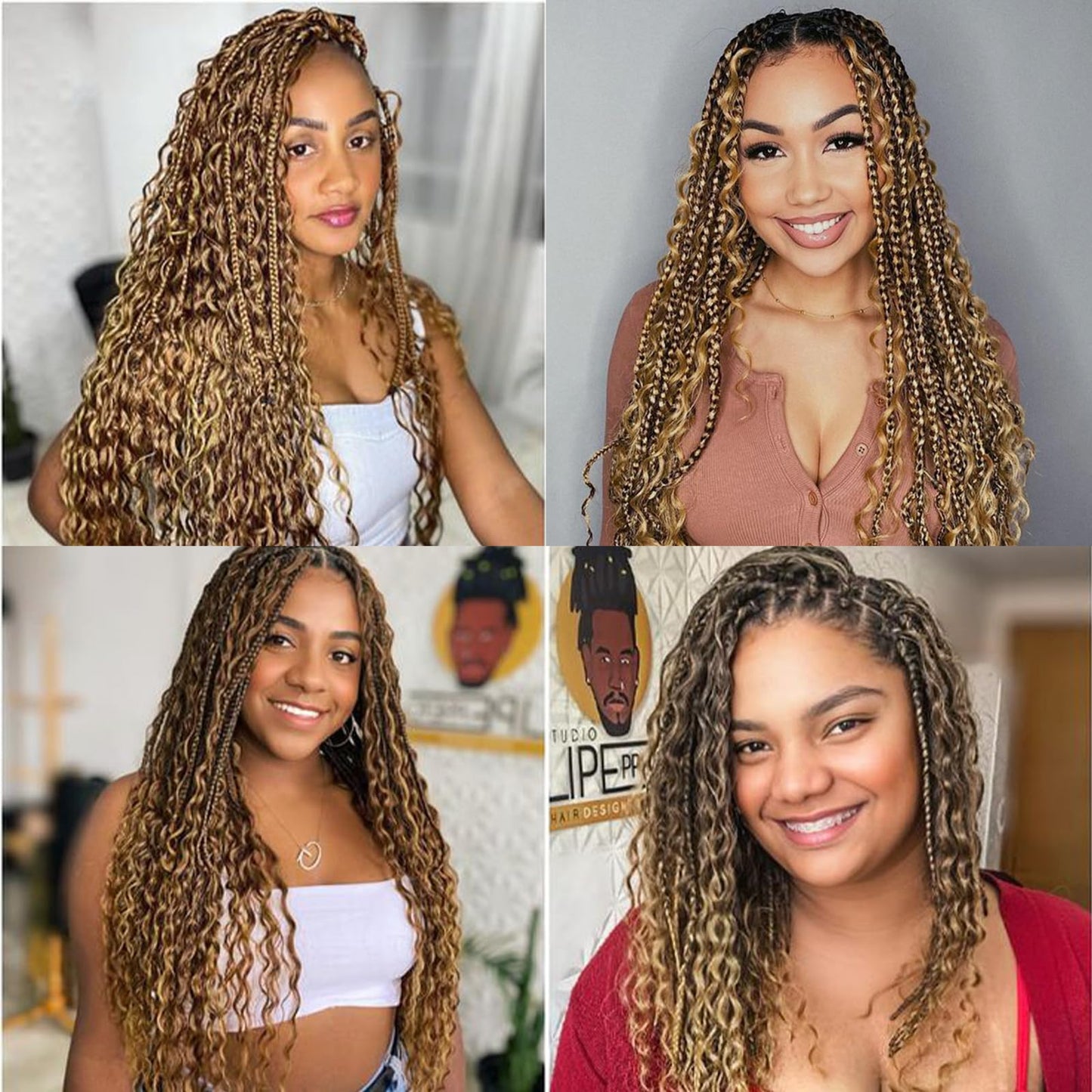 Honey Human Braiding Hair Deep Wave Bulk,27# Color No Weft Curly Braiding Hair Extensions for Boho Braids Wet and Wavy Braiding Human Hair Bundles(20inch,#27,100g)