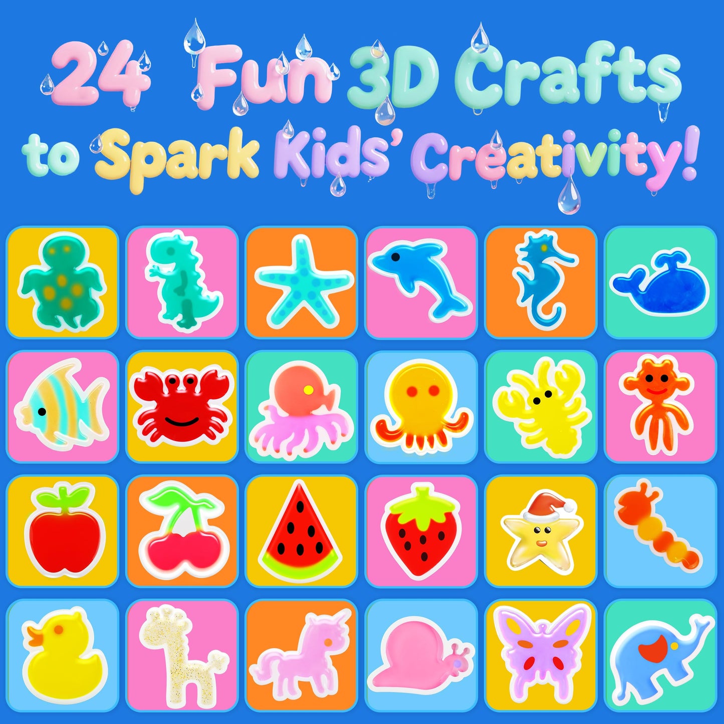 QANIY - Magic Water Elf Toys Kit, Water Fairy Water Gel Kit, Water Magic Elf, Water Fairy, Magic Water Gel Kit with 20 Magic Gels and 24 Shape Molds, Water Magic Kit