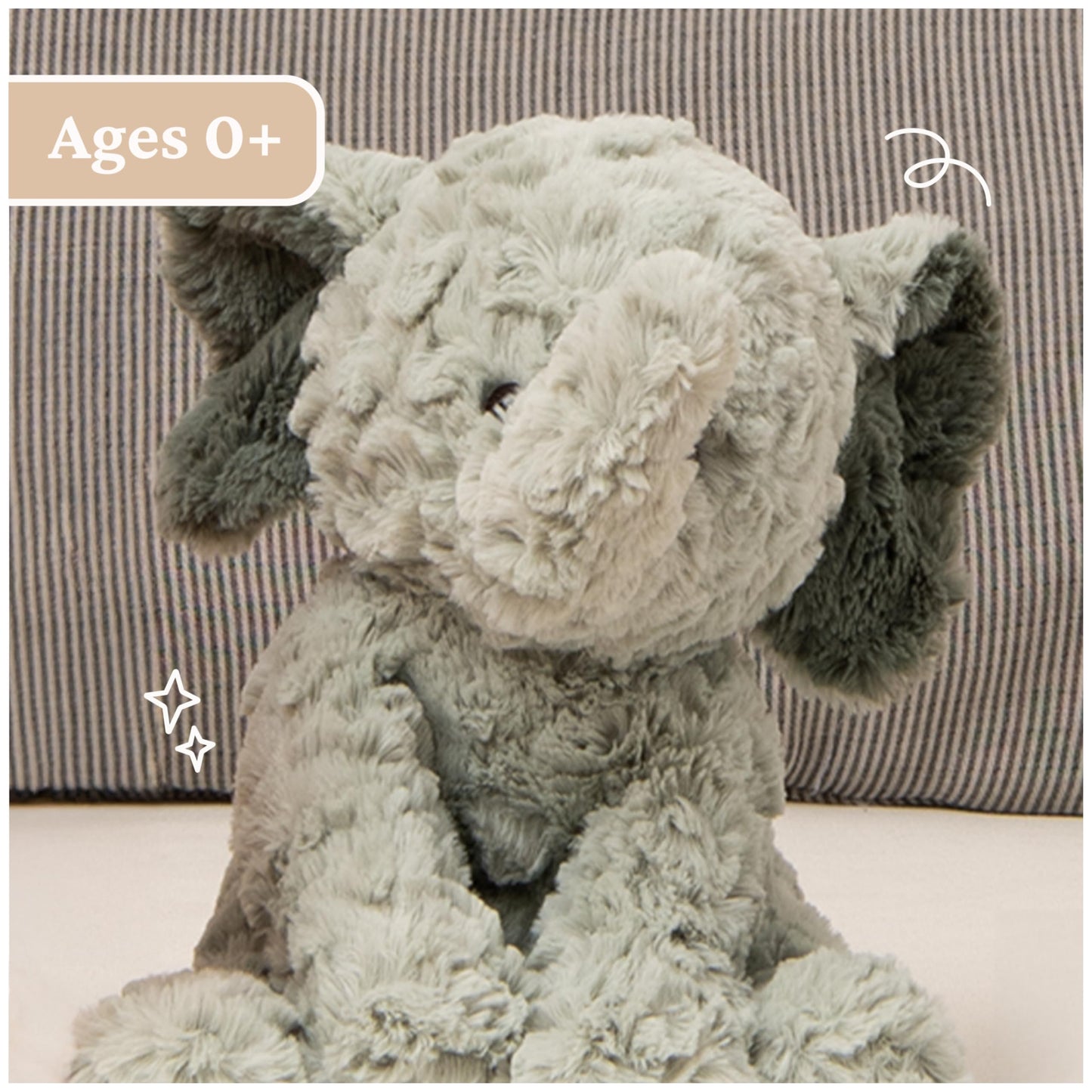 GUND Cozys Collection Elephant Plush, Elephant Stuffed Animals for Ages 1 and Up, Gray, 10"