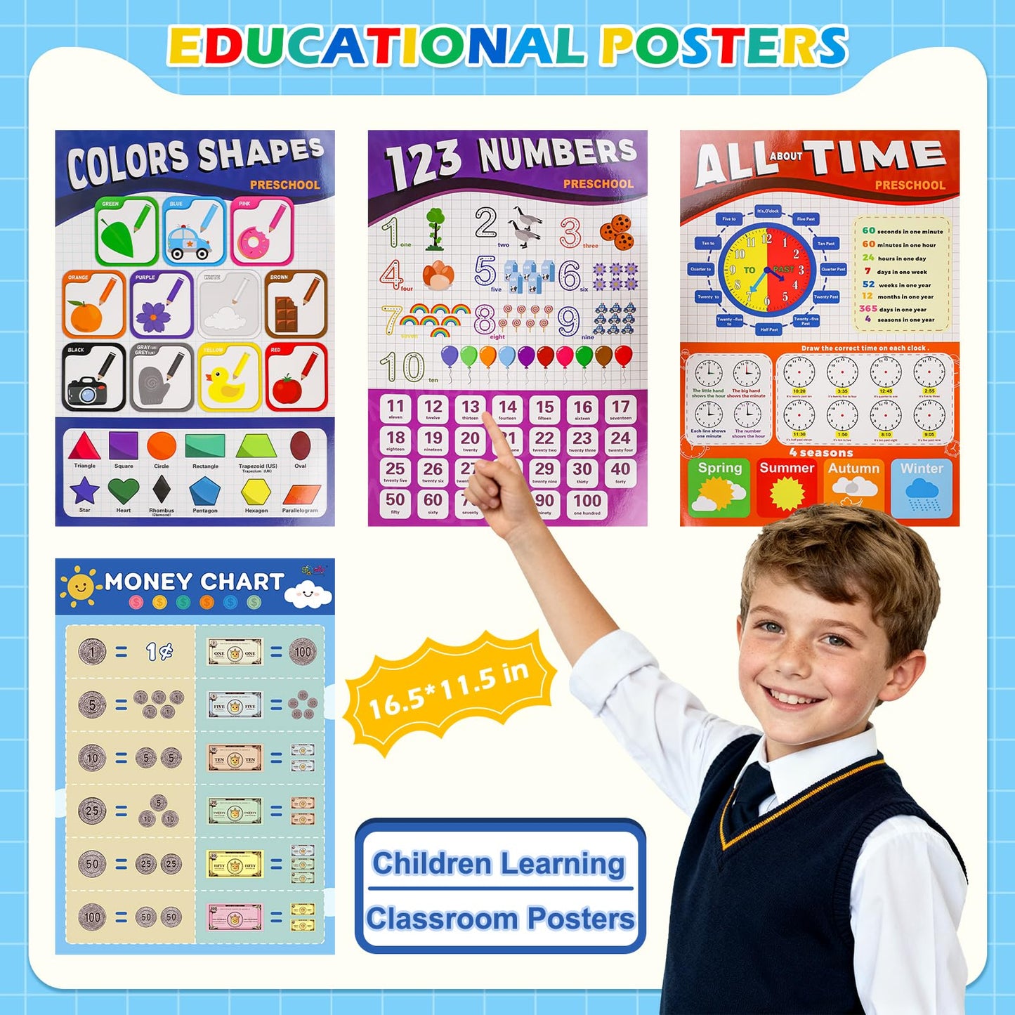 Gifts2U - Pretend Teacher Play Set for Kids, School Toys for Girls and Boys with Teacher Bag, Chalkboard, Play Money, Learning Clock, Educational Posters and