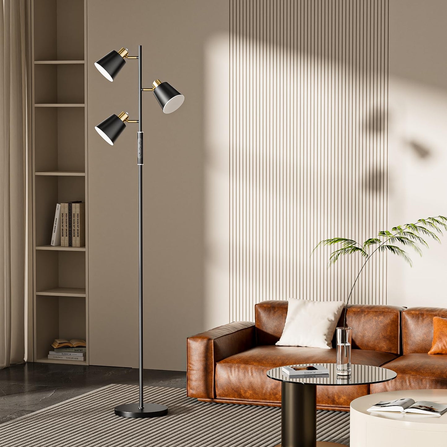 Jeagop LED Tree Floor Lamp, 2500LM Super Bright Standing Lamp with Remote & Touch Control, 4 Color Temperatures, 3 Rotatable Lights, Modern Dimmable Floor Lamps for Living Room Bedroom Office