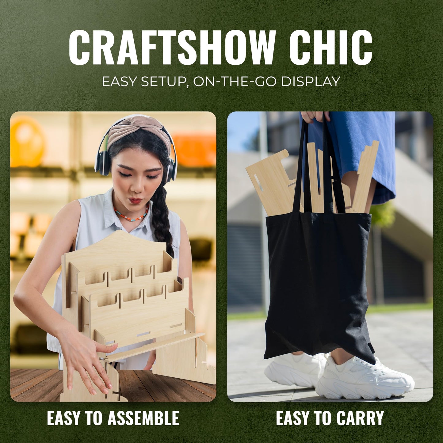 HOTCAN Sticker Display Stand with Curved Pockets for Big 4'' Stickers- Brochure Holder with Customizable Space - On the Go Display Stands for Vendor Events - Ideal for Small Business Vendors (Large)