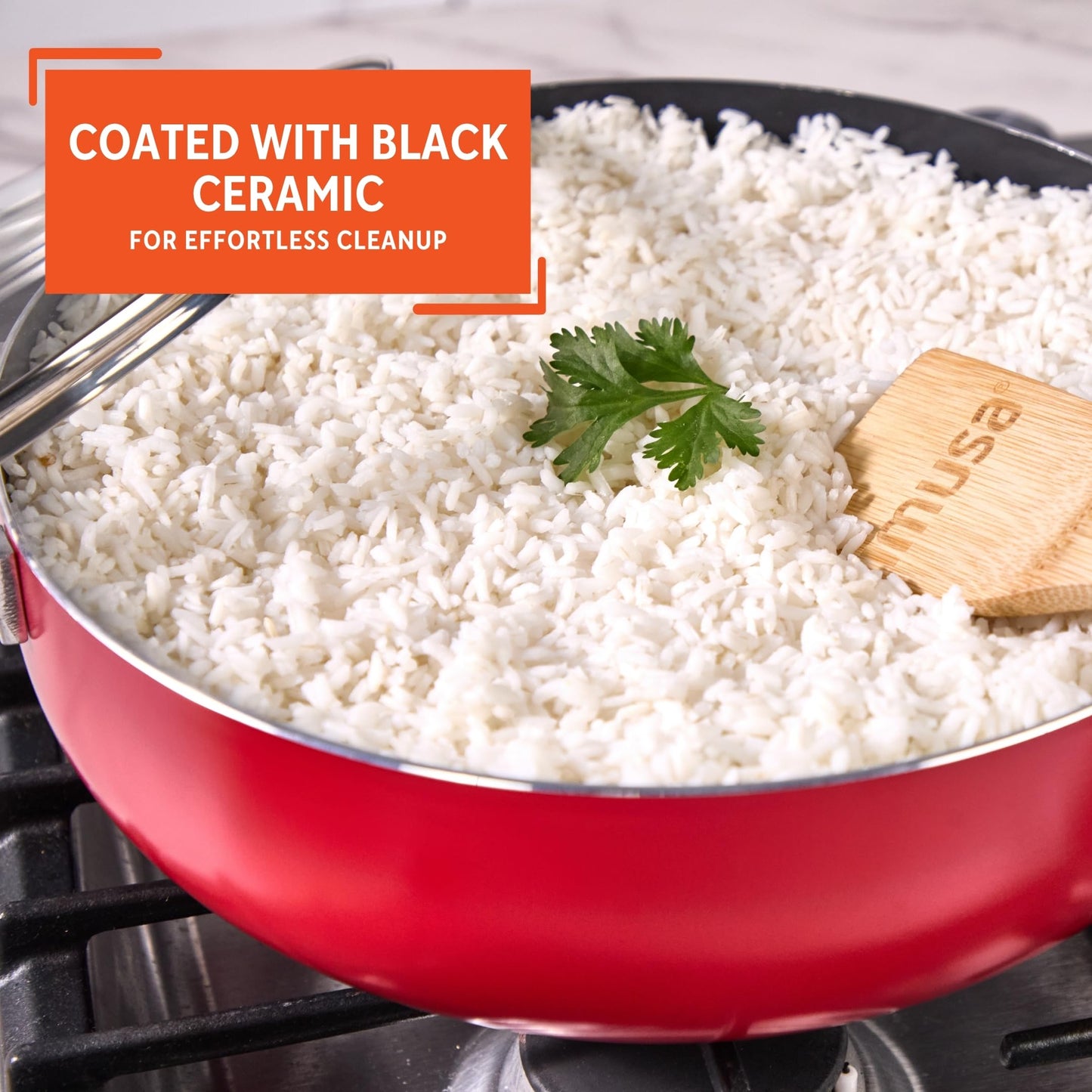 IMUSA 6.9 Qt Large Red Aluminum Dutch Oven Caldero with Black Ceramic Nonstick & Glass Lid – Big Rice, Stew, Cooking Pot for Soups, Beans, Braising & Traditional Hispanic Recipes