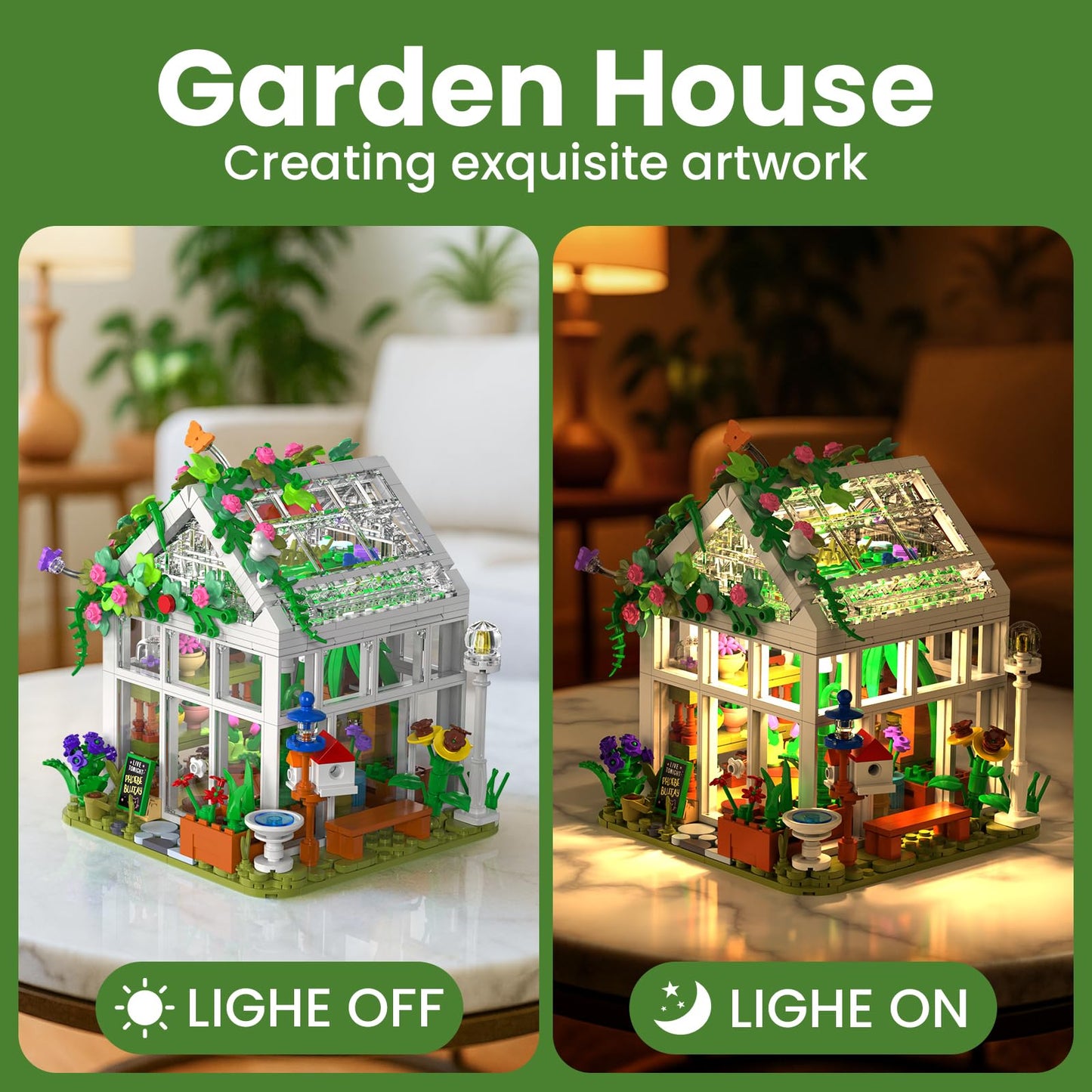 Flower House Set for Adults Building Sets with Led Light, for Home Display Decoration, Gifts for Adults & Teens Ages 10+ (779 Pieces)