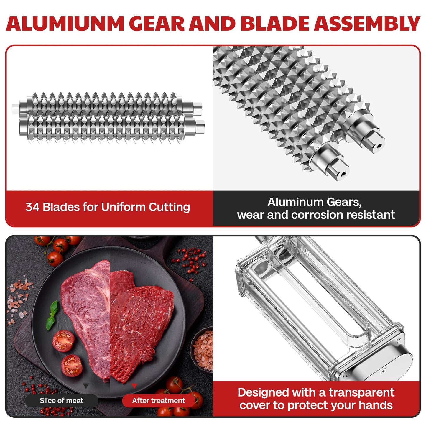 Meat Tenderizer Attachment for Kitchenaid Stand Mixer, Meat Tenderizer Machine for Kitchenaid Mixer Accessories, Meat Tenderizer with Stainless Steel Gears by Cofun