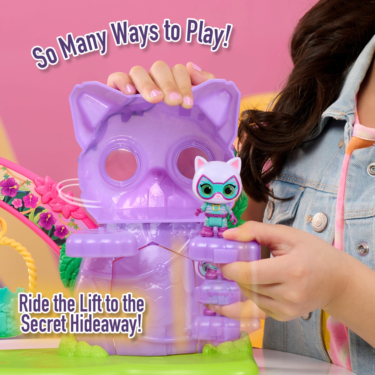 Disney Junior SuperKitties Su-Purr Wild Playset with Slide and Swing, 5-Pieces, 3 Poseable Figures, Toy for Fans, Girls, Kids, Ages 3 and Up by Just Play