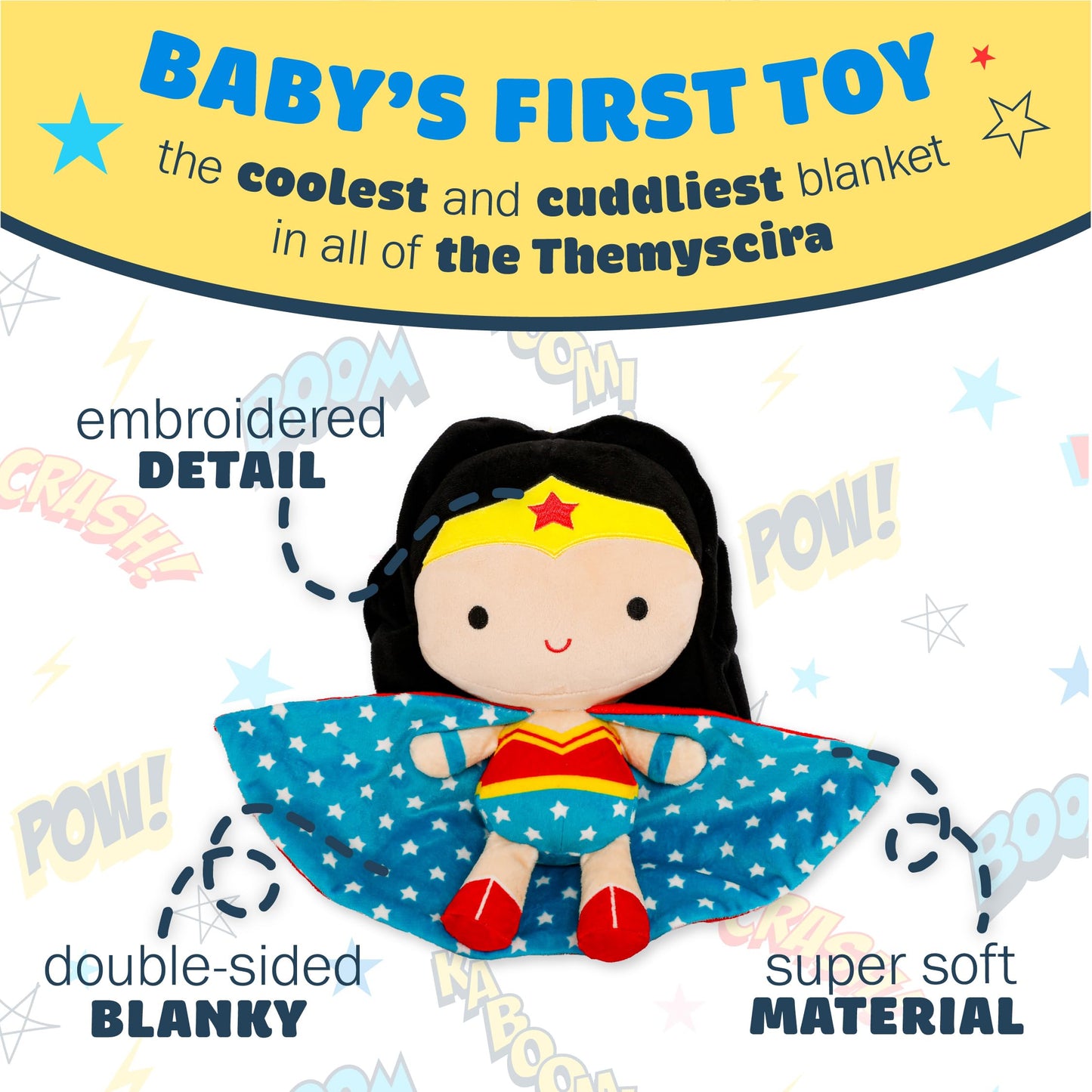 KIDS PREFERRED DC Comics Wonder Woman Soft Huggable Weighted Stuffed Animal Cute Plush Toy for Toddler Boys and Girls, Gift for Kids, 11.5 inches