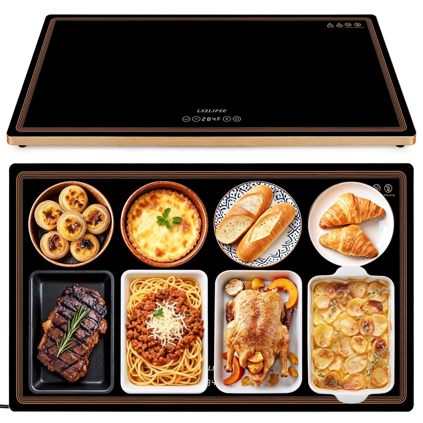Electric Warming Tray for Buffets Party(32x18 Inches),Warming Tray with 12 Temp-Settings,Built-in Thermostat and Full Surface Heating,Versatile Food Warmers for Parties Buffet,Gatherings,Daily Use