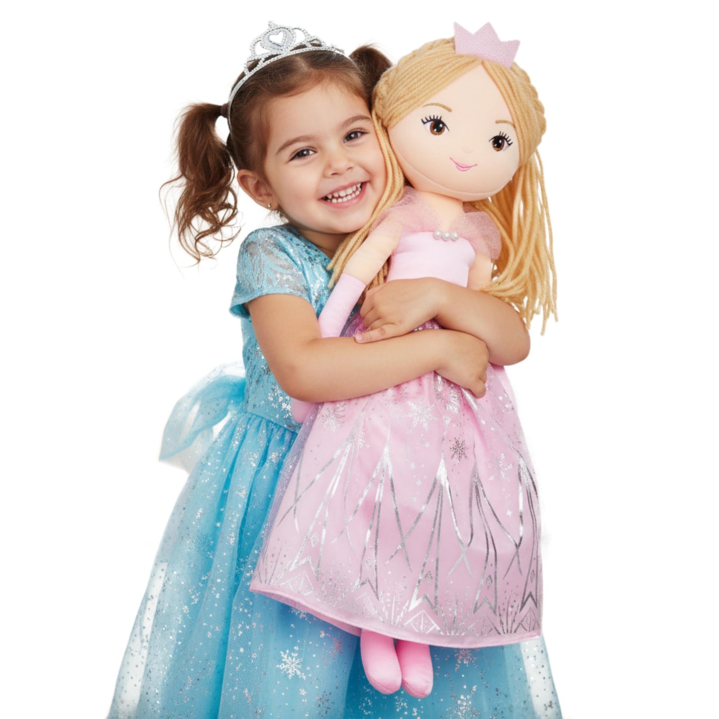 June Garden 30" XL Princess Seraphina Rainbowdream Soft Rag Doll - Adorable Stuffed Life Size Doll Gift for Girls - Pink Dress
