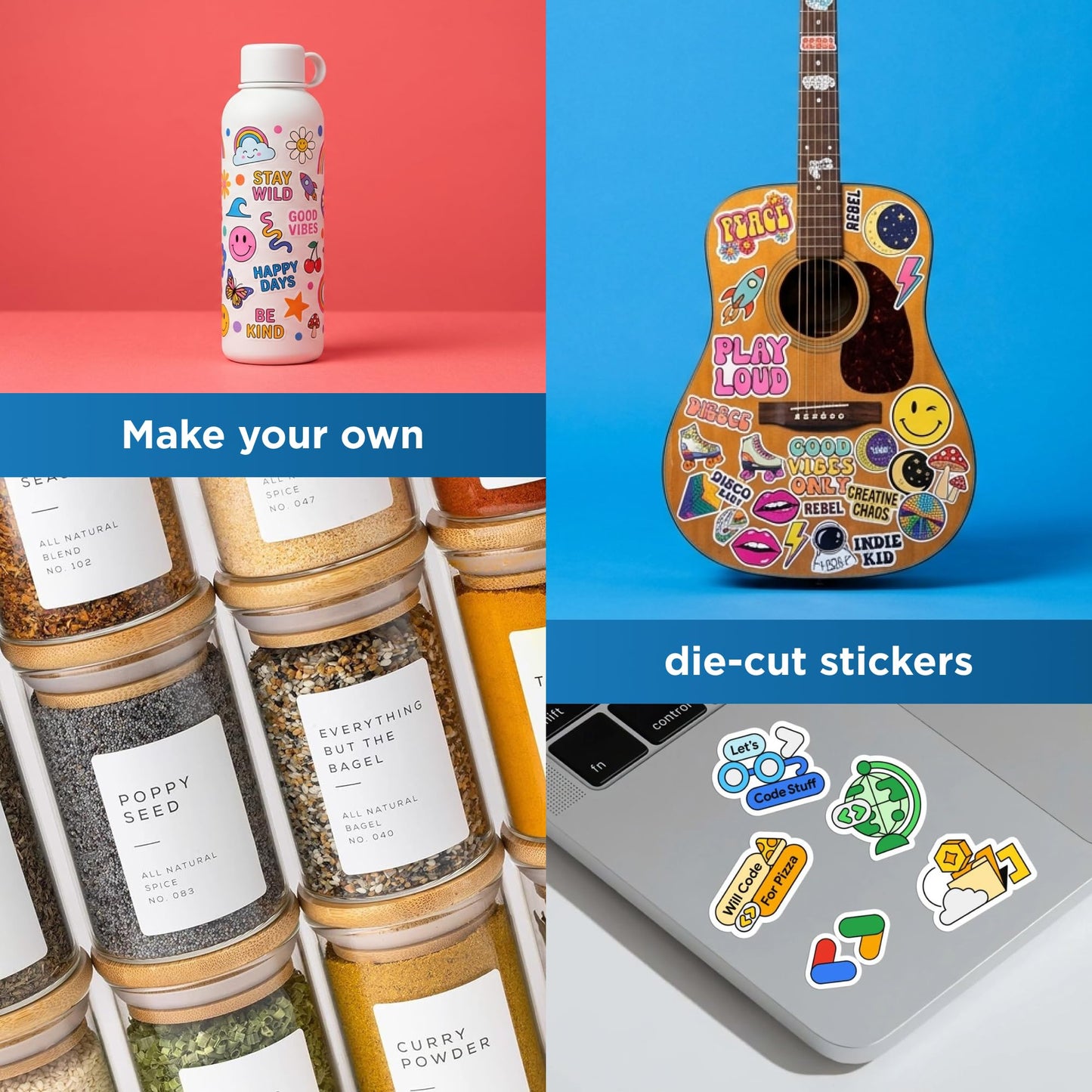Sticker Paper, 250 Sheets, White Matte, 8.5" x 11" Full Sheet Label, Works with Inkjet and Laser Printer, Compatible with Electronic Cutting Machines, OL177WX, OnlineLabels