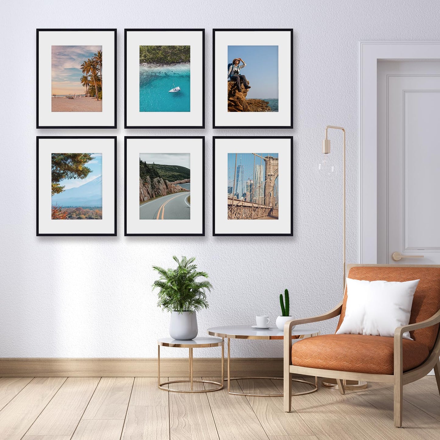 Fixwal 16x20 Picture Frame Set of 6 with Shatter Resistant Plastic Cover, Thin Border Light Weight Poster Frames for Wall Gallery Display, Black