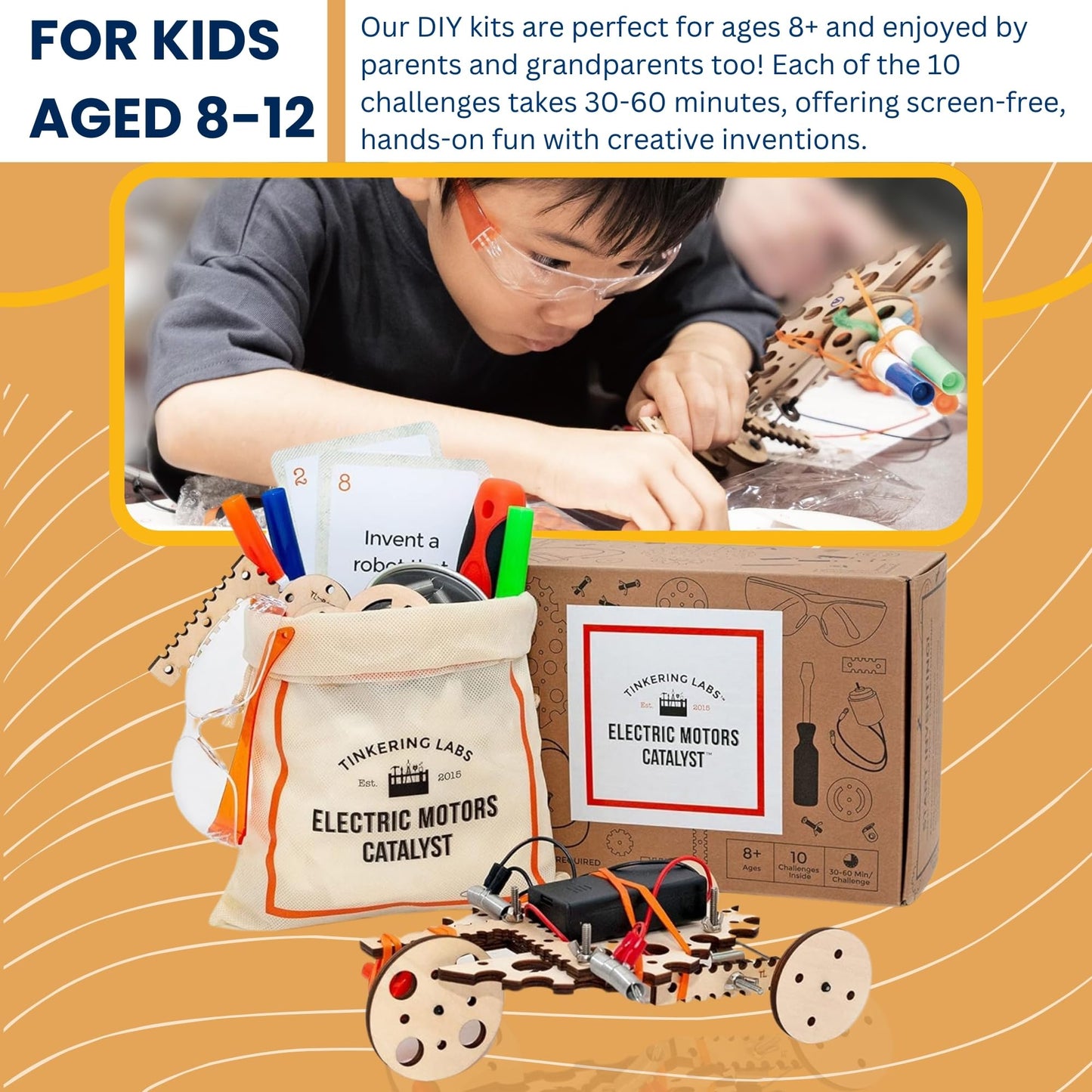 Tinkering Labs Robotics Engineering Kit | Designed by Scientists in USA | 50+ Parts | 10+ STEM Projects For Kids 8-12 | Learn Electronics, Science | Grow Creativity, Grit | Great DIY Inventor Toy Gift