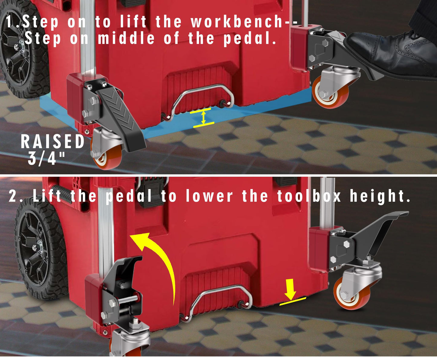 VIWOOP Front Wheels Upgrade Kit for Milwaukee Packout System - Easy Rolling Dolly Conversion.Accessories for Milwaukee Packout Rolling Tool Box.