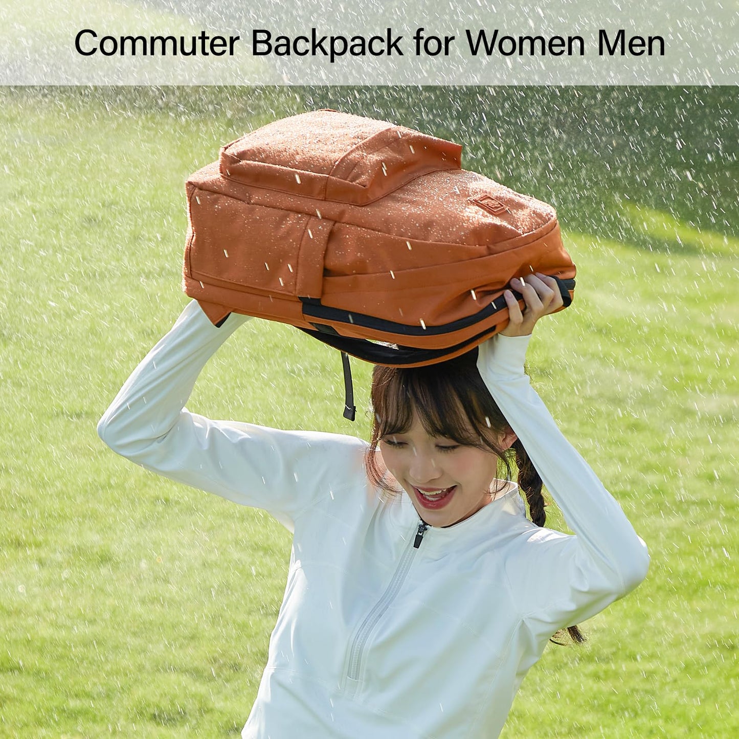 Hanke Travel Backpack for Women Men, Small College Laptop Backpack, Lightweight Water-Resistant Work Bookbag, Cute Casual Daypack for 15.6 Inch Laptop, Reddish Brown