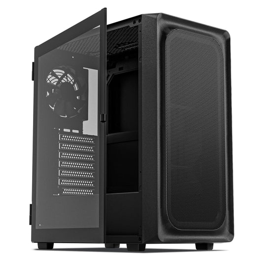 DARKROCK EC2 Black ATX Mid Tower PC Case, Type-C Ready, Supports 50 Series Graphics Cards, Tempered Glass Side Panel, up to 8 x 120mm Cooling Fans & 1 x 360mm Radiator, 1 x Pre-Installed Fan